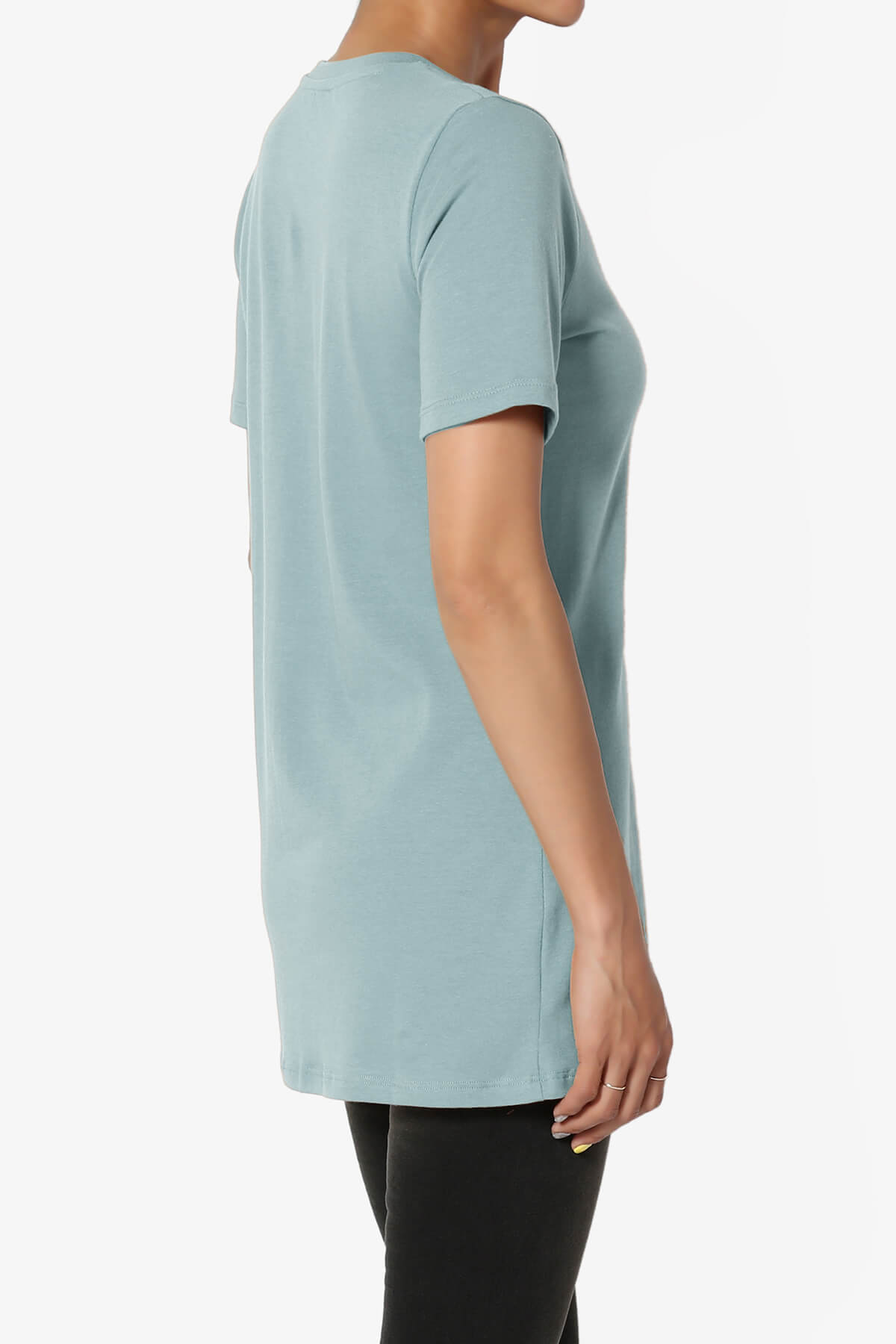 Elora Crew Neck Short Sleeve T-Shirt DUSTY BLUE_4