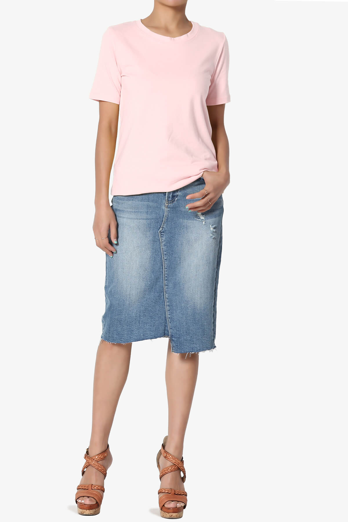 Elora Crew Neck Short Sleeve T-Shirt DUSTY PINK_6