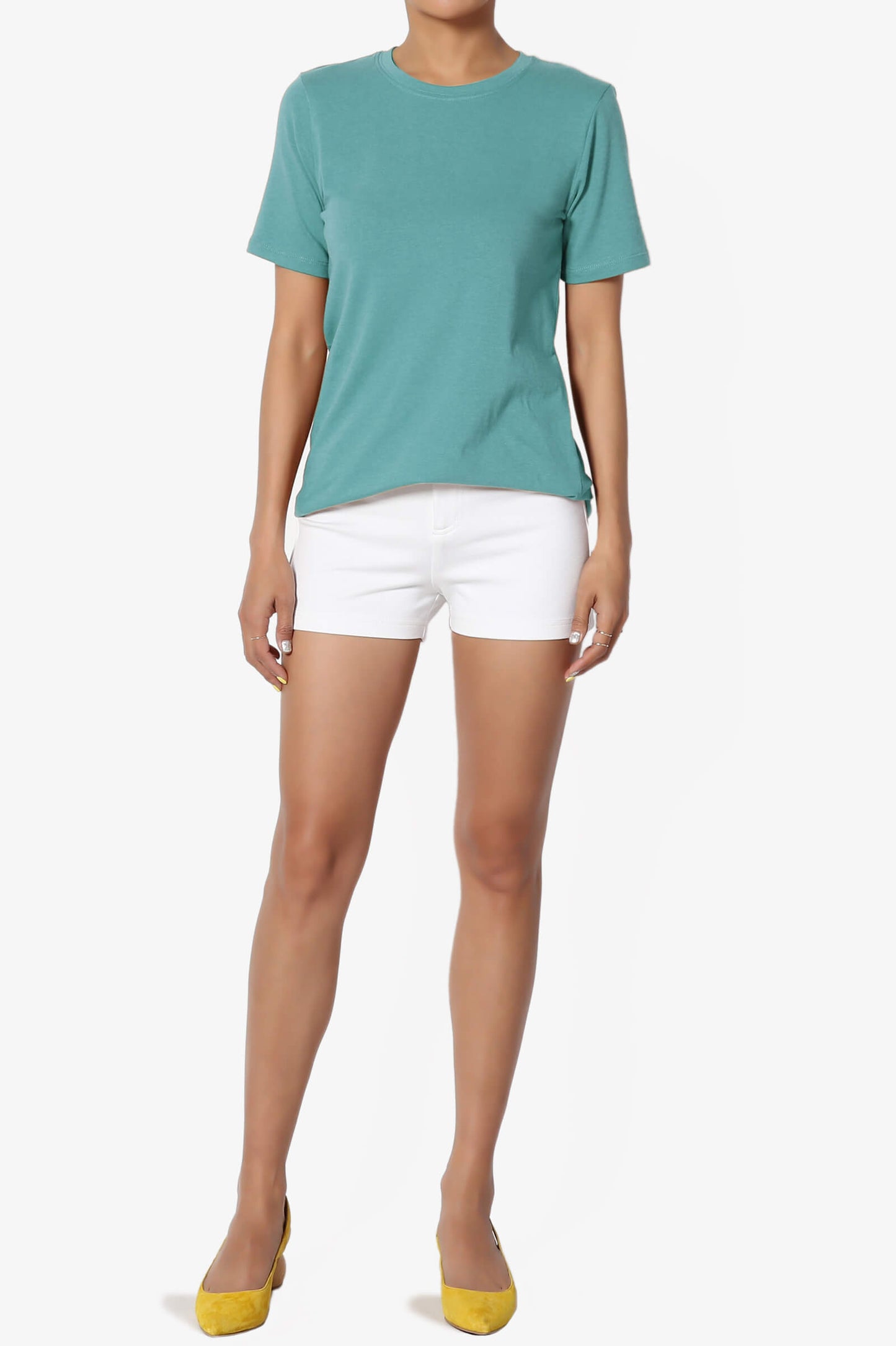 Elora Crew Neck Short Sleeve T-Shirt DUSTY TEAL_6