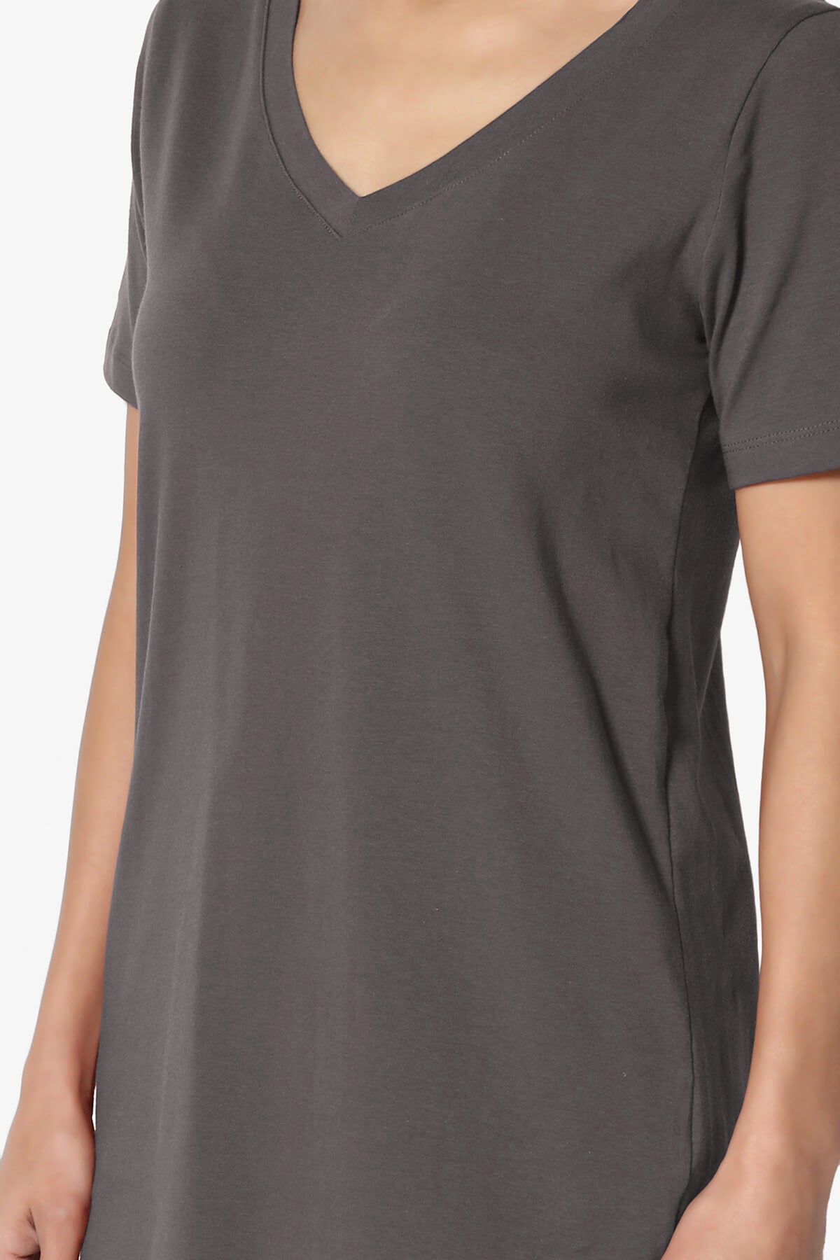 Elora V-Neck Short Sleeve T-Shirt ASH GREY_5