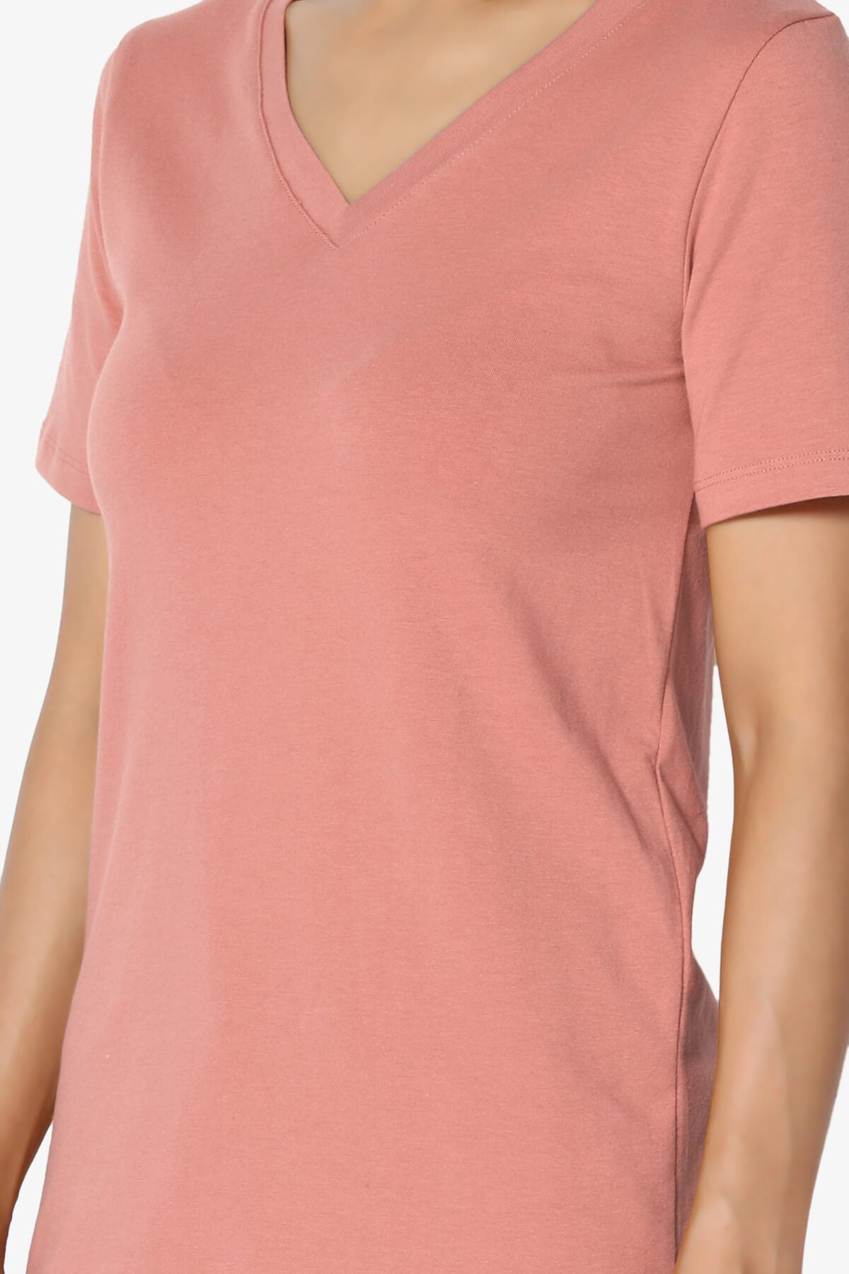 Elora V-Neck Short Sleeve T-Shirt ASH ROSE_5