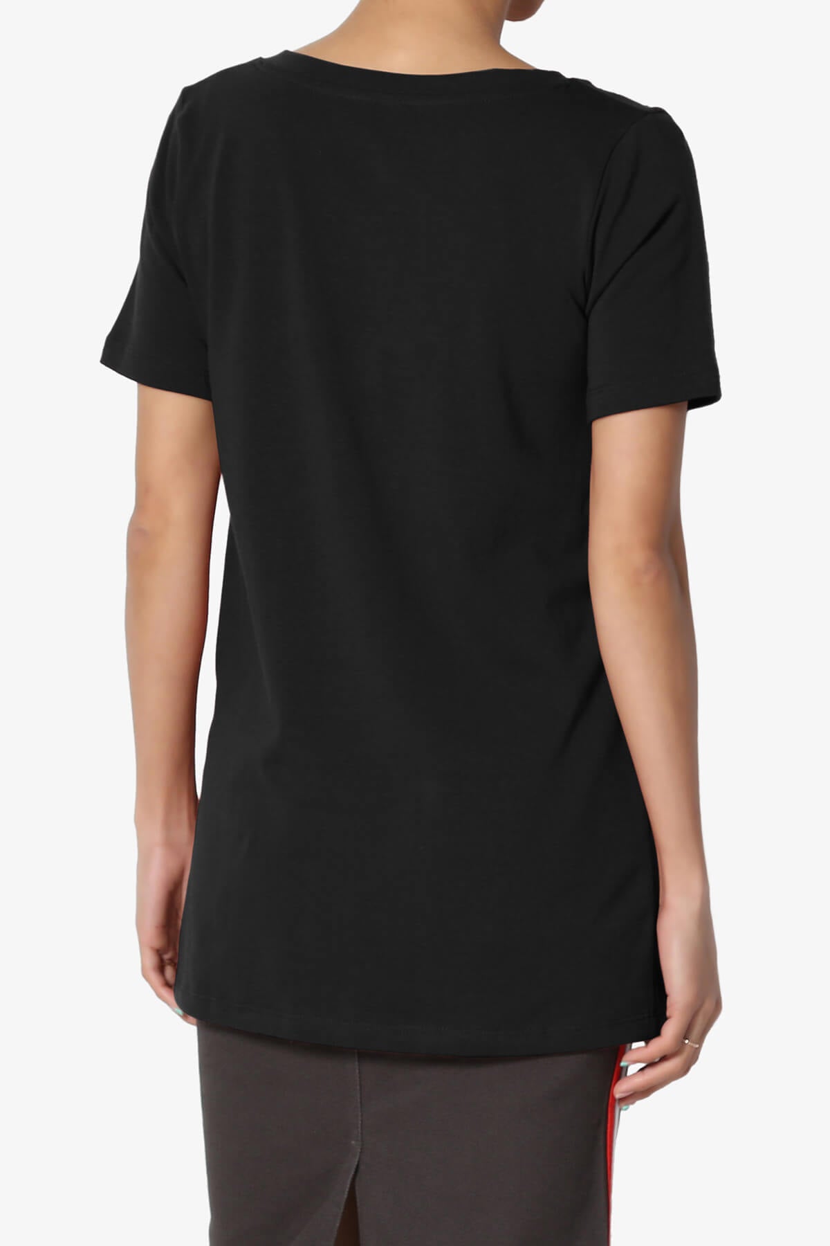 Elora V-Neck Short Sleeve T-Shirt BLACK_2