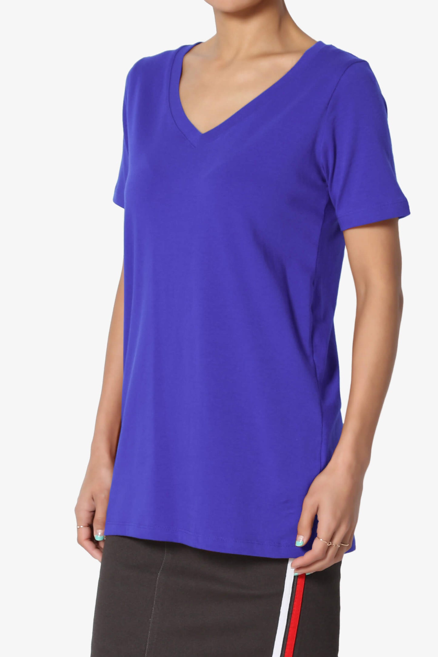 Elora V-Neck Short Sleeve T-Shirt BRIGHT BLUE_3