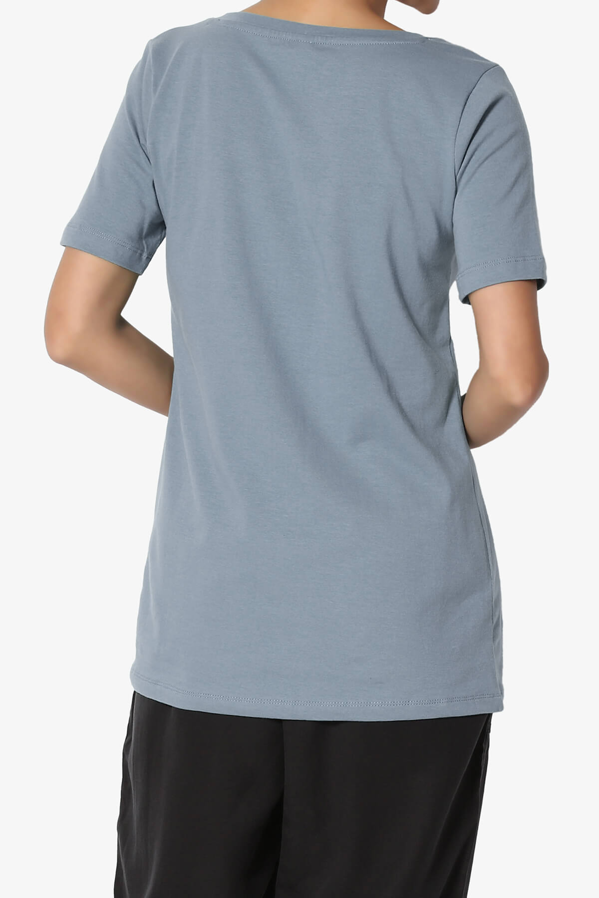 Elora V-Neck Short Sleeve T-Shirt CEMENT_2