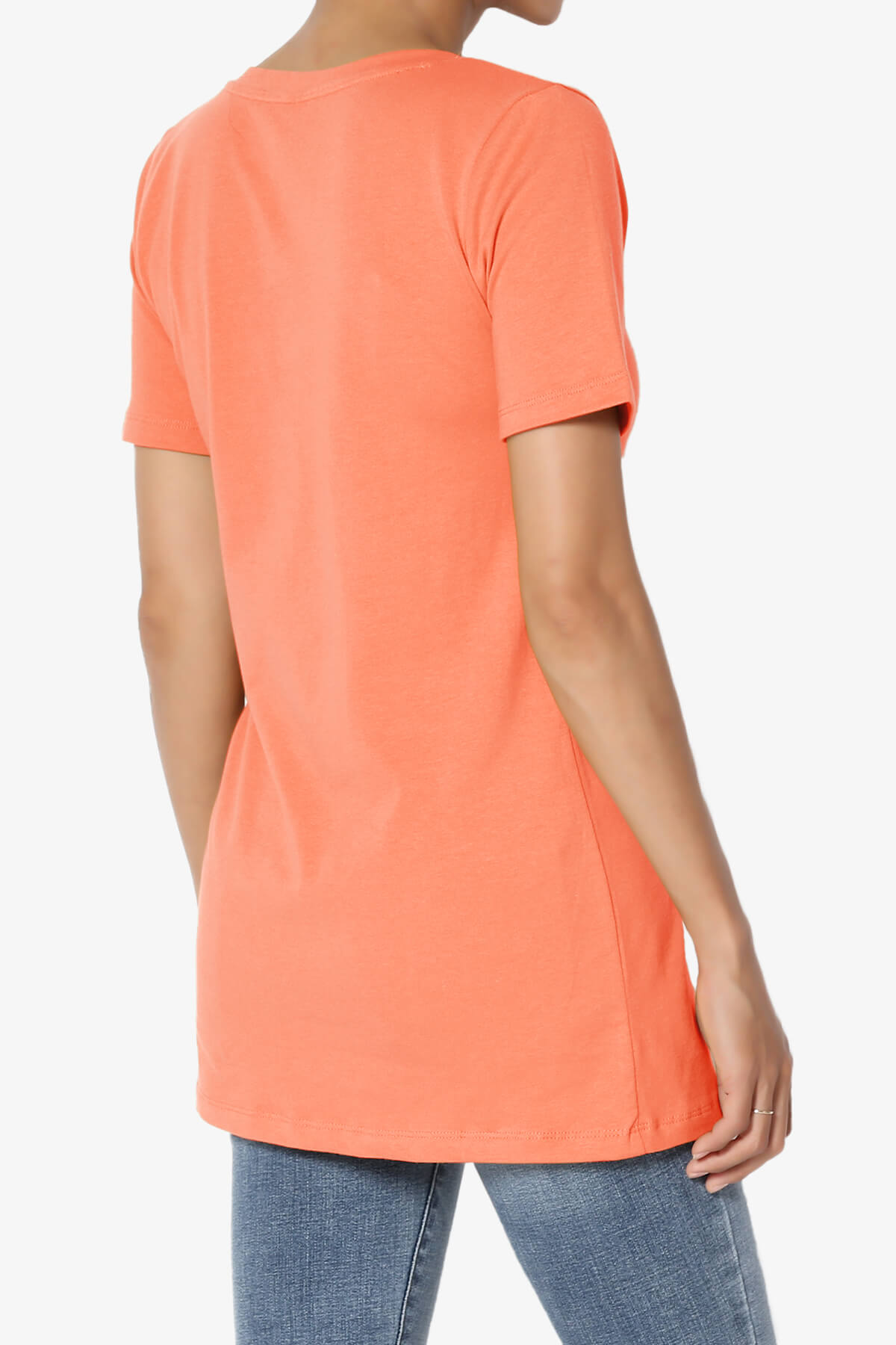 Elora V-Neck Short Sleeve T-Shirt CORAL_4