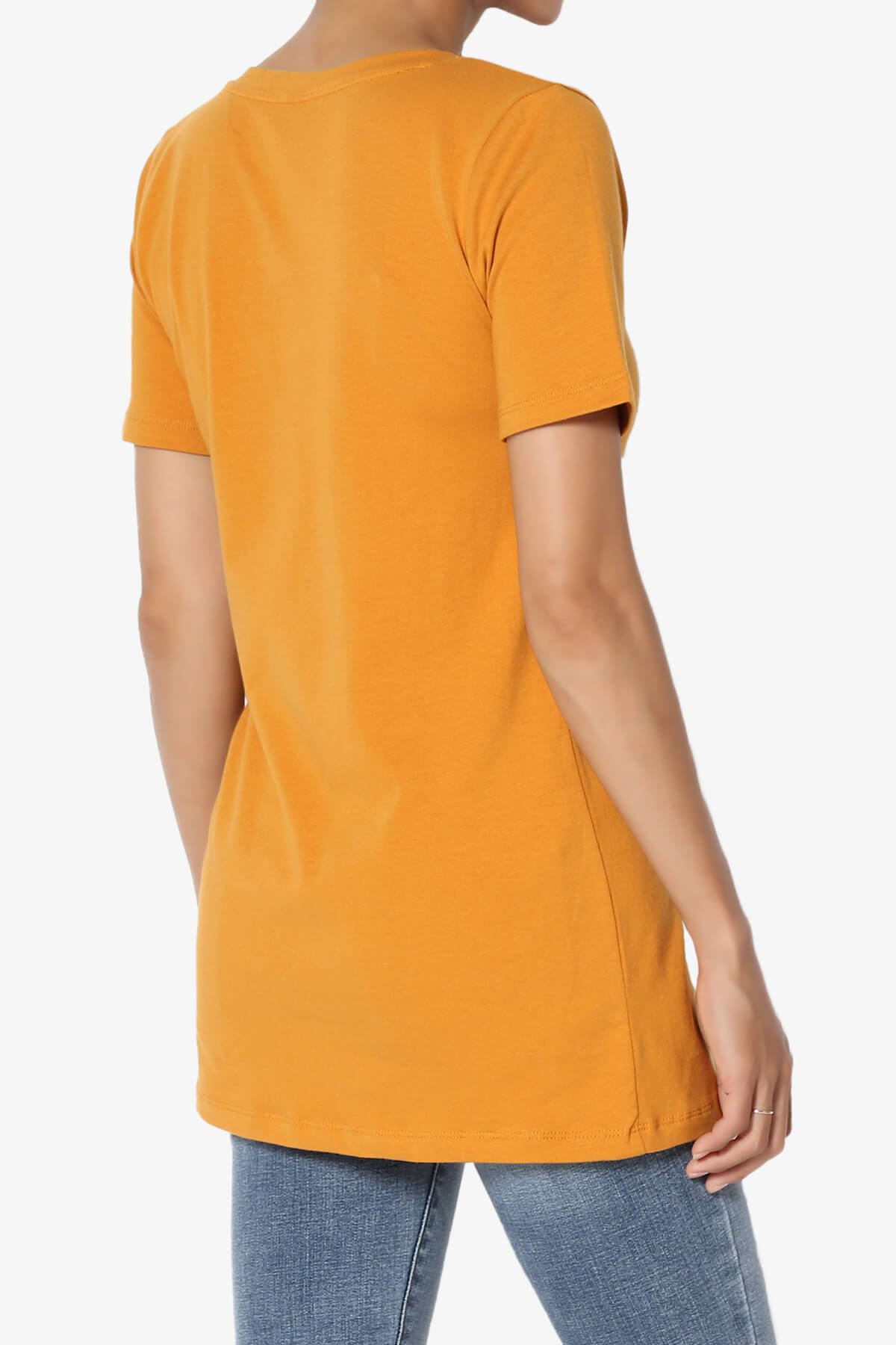 Elora V-Neck Short Sleeve T-Shirt D. MUSTARD_4