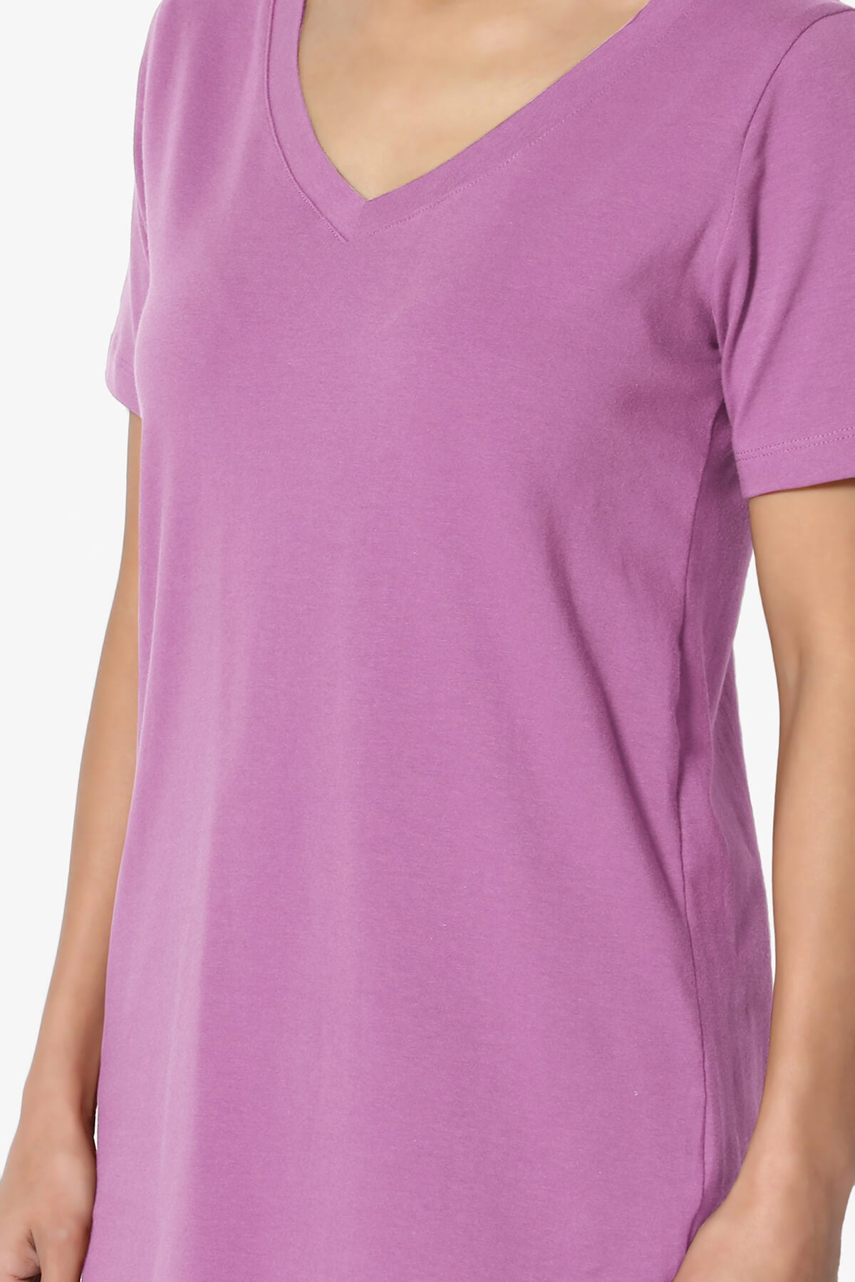 Elora V-Neck Short Sleeve T-Shirt DARK MAUVE_5