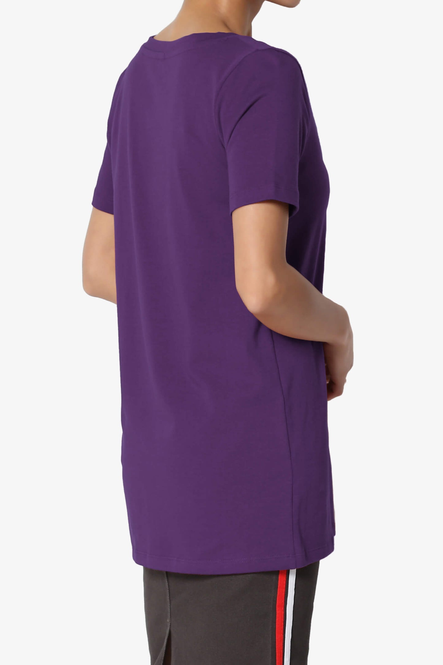 Elora V-Neck Short Sleeve T-Shirt DARK PURPLE_4