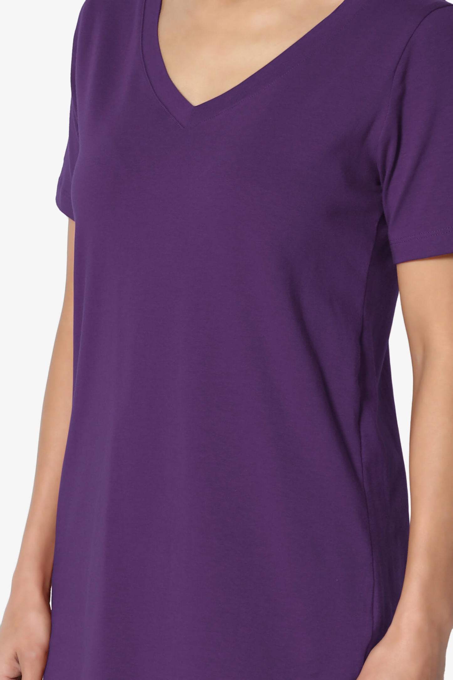 Elora V-Neck Short Sleeve T-Shirt DARK PURPLE_5