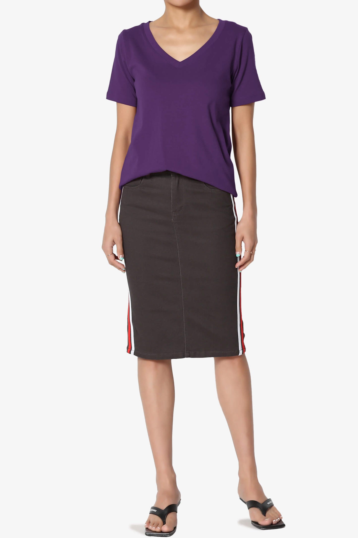 Elora V-Neck Short Sleeve T-Shirt DARK PURPLE_6
