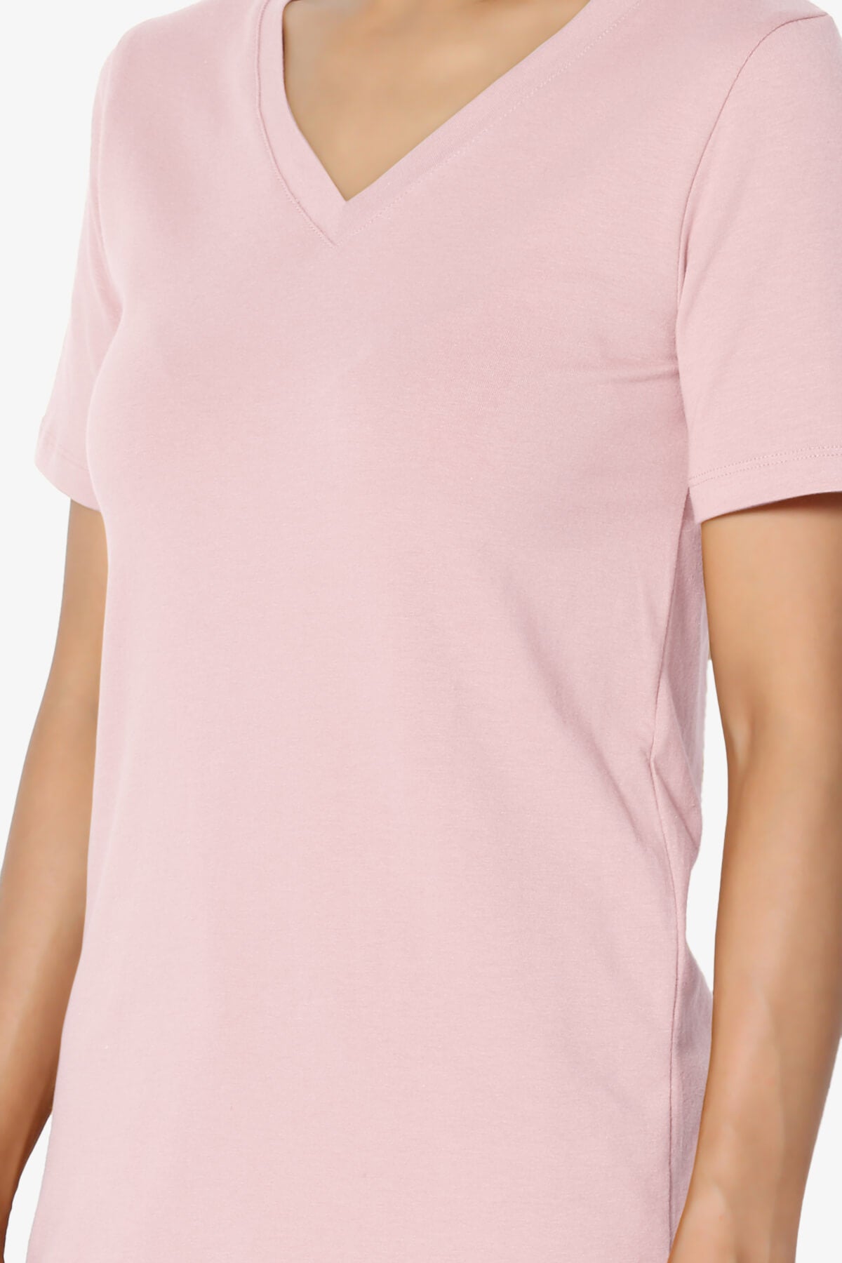Elora V-Neck Short Sleeve T-Shirt DUSTY PINK_5