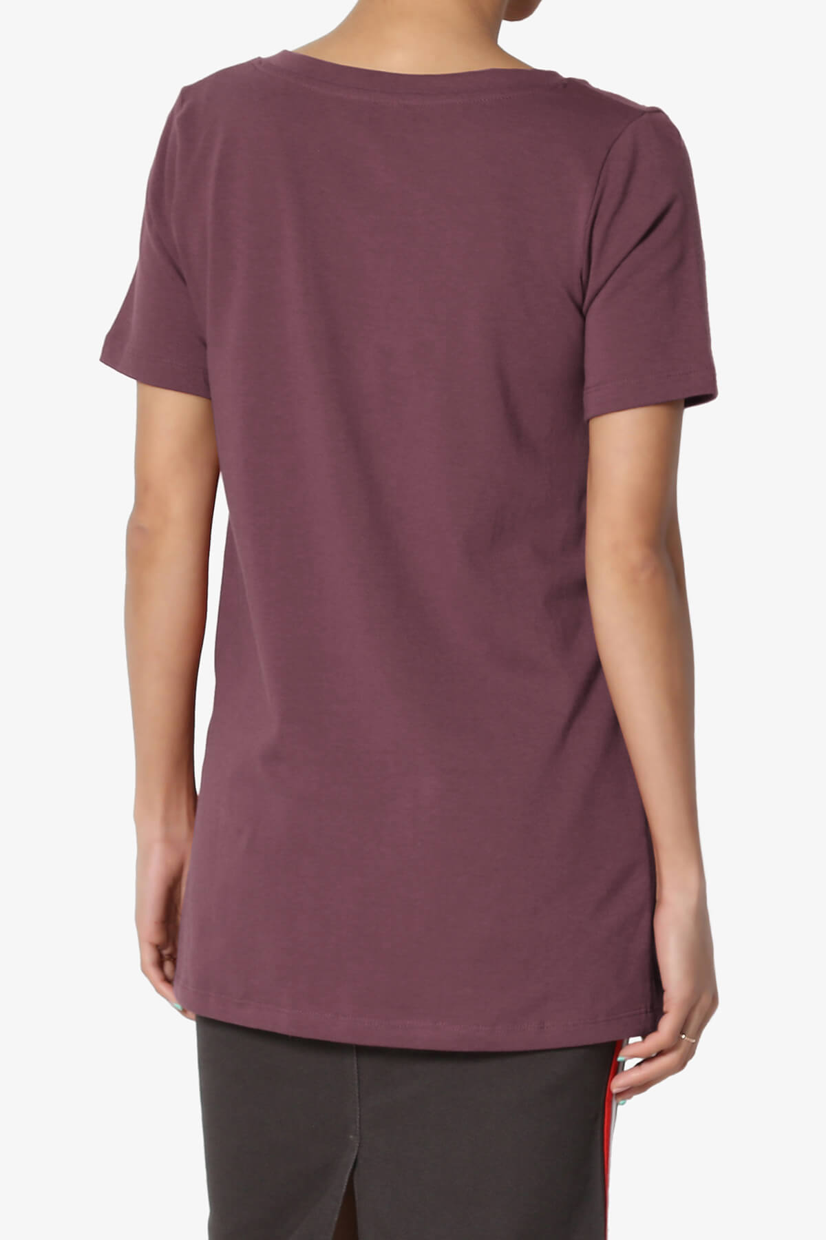 Elora V-Neck Short Sleeve T-Shirt DUSTY PLUM_2