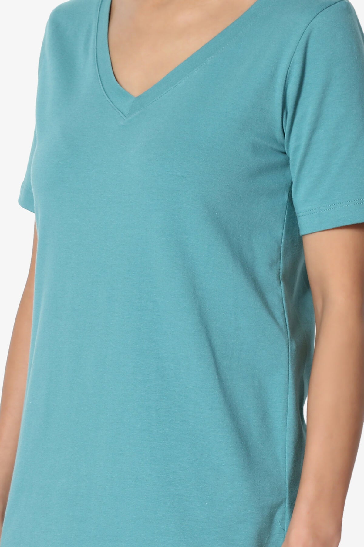 Elora V-Neck Short Sleeve T-Shirt DUSTY TEAL_5