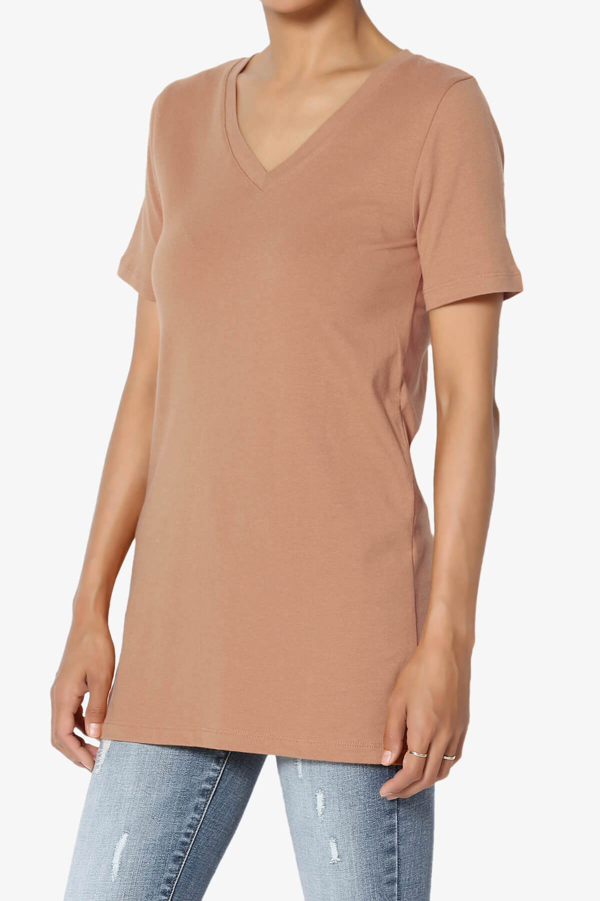 Elora V-Neck Short Sleeve T-Shirt EGG SHELL_3