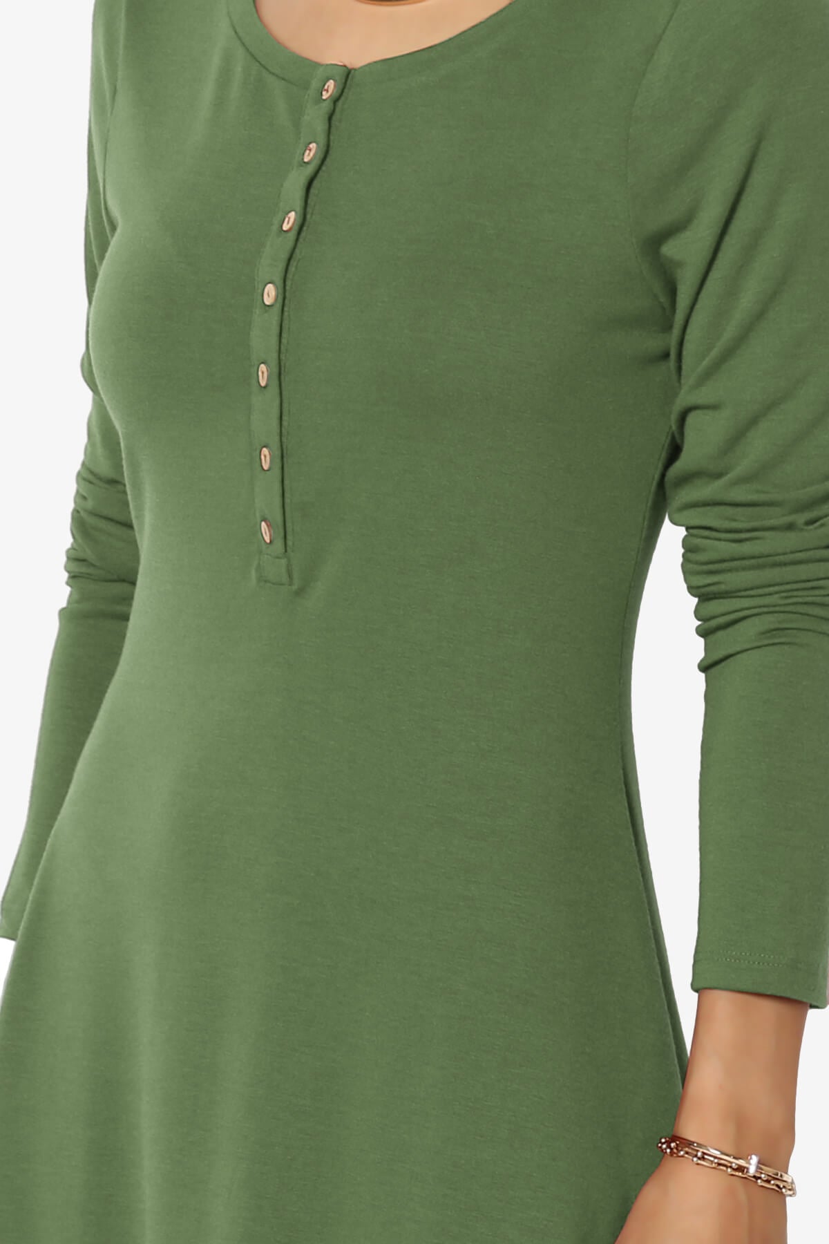 Elysia Long Sleeve Fit & Flare Jersey Dress ASH OLIVE_5