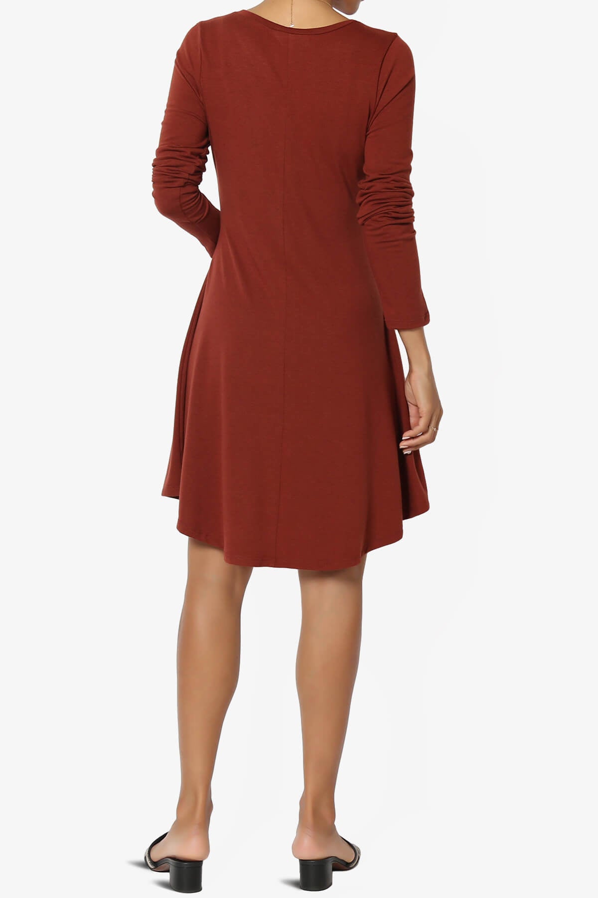 Elysia Long Sleeve Fit & Flare Jersey Dress DARK RUST_2