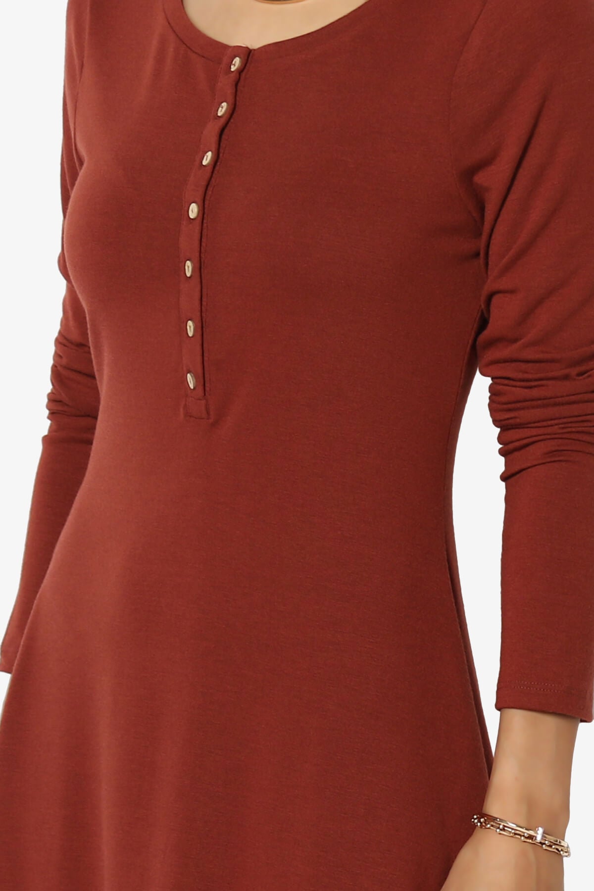 Elysia Long Sleeve Fit & Flare Jersey Dress DARK RUST_5