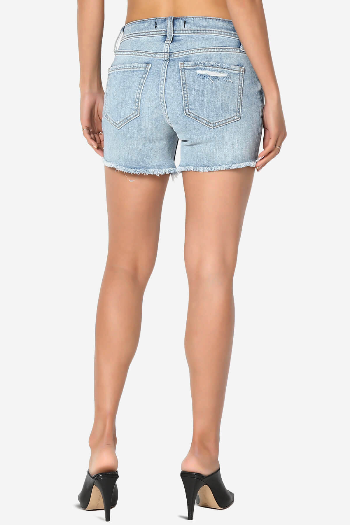 Riley Mid Rise Thigh Denim Shorts Medium MEDIUM_2