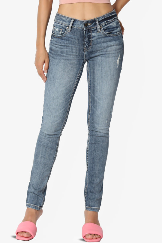 Jude Mid Rise Ankle Skinny Jeans in Drama Dark