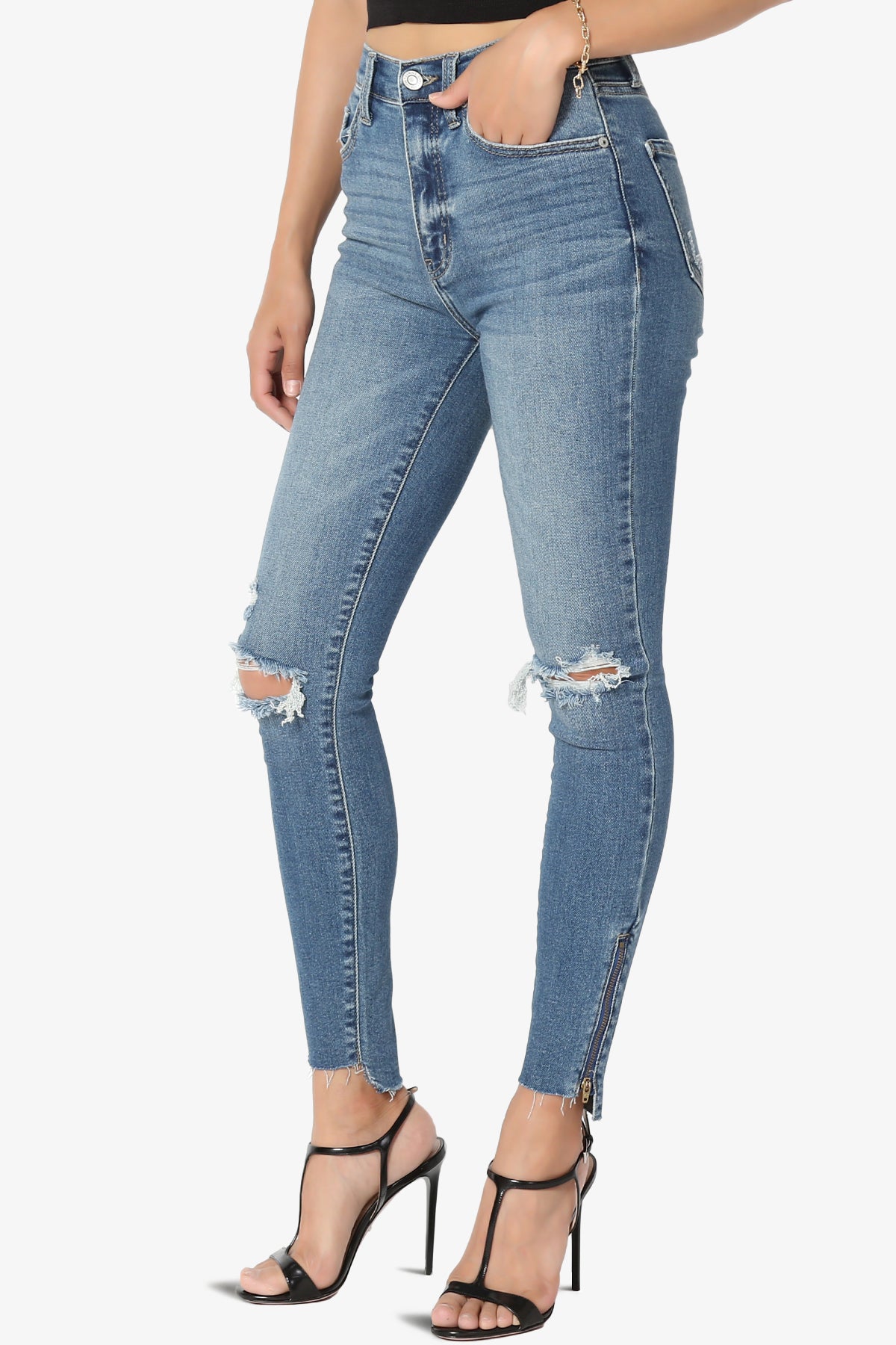 Bella Zipper Step Hem Crop Skinny Jeans