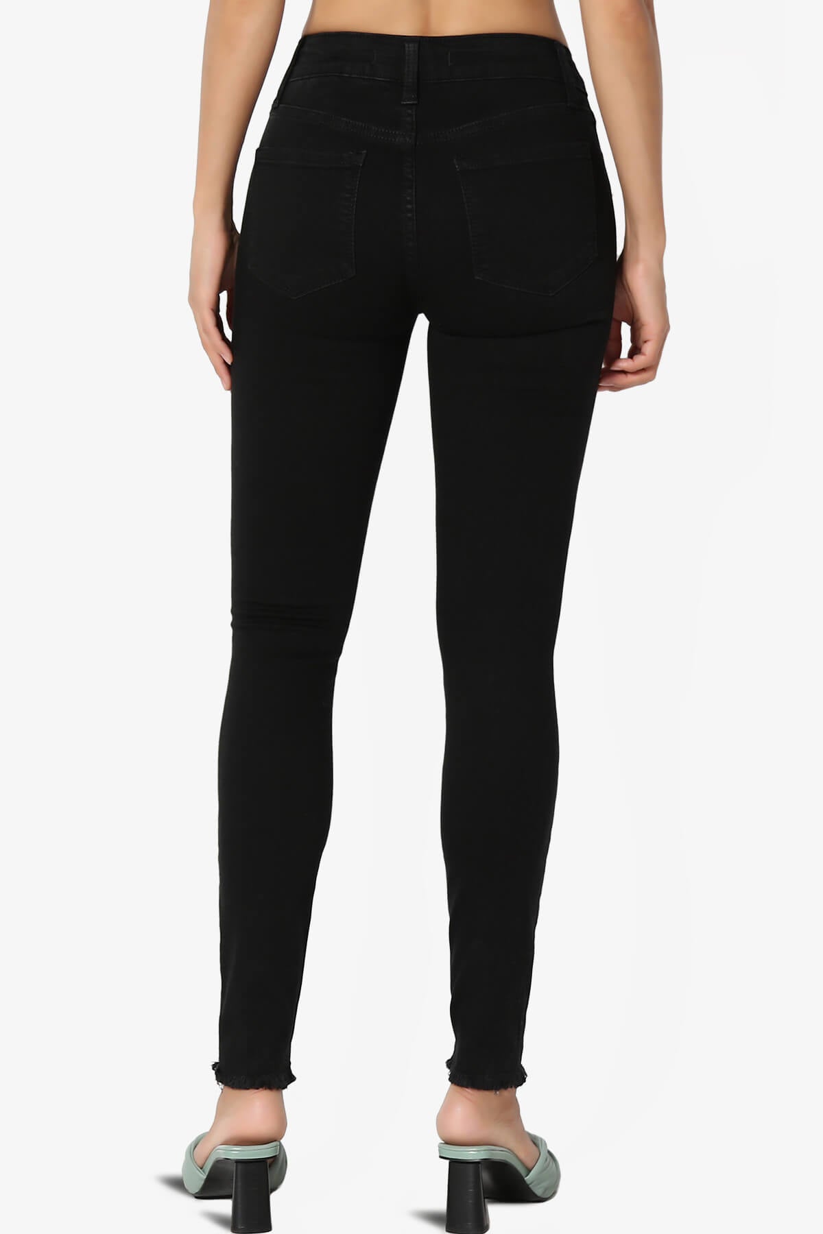 Clara Slashed Knee High Rise Crop Skinny Jeans in JET Black BLACK_2