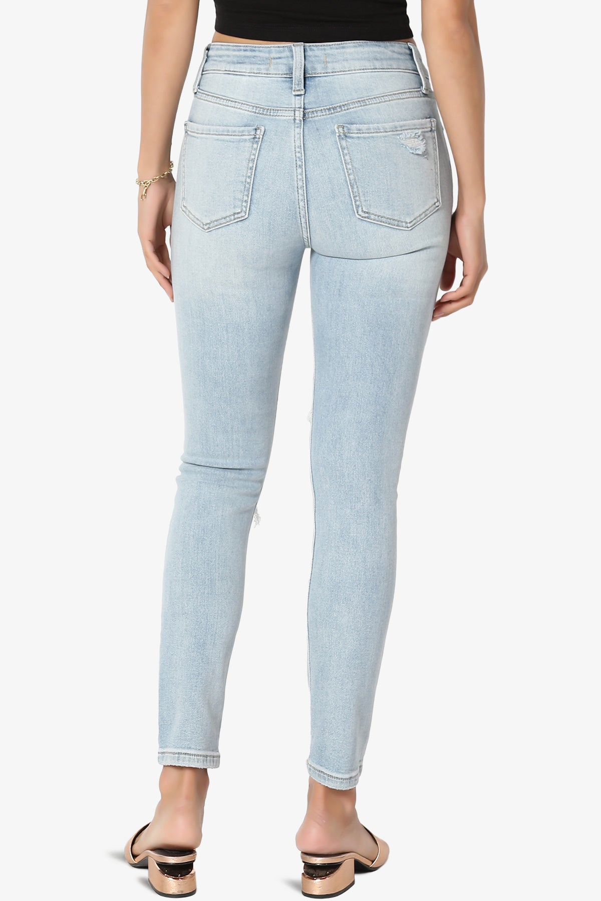 Clara Ripped High Rise Crop Skinny Jeans in Trip LT