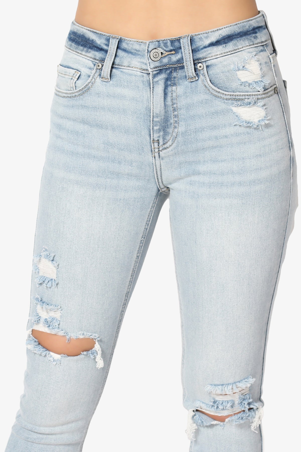 Clara Ripped High Rise Crop Skinny Jeans in Trip LT