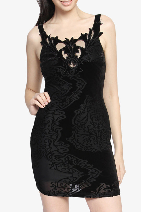 Remix Lace Scoop Neck Velvet Mini Dress