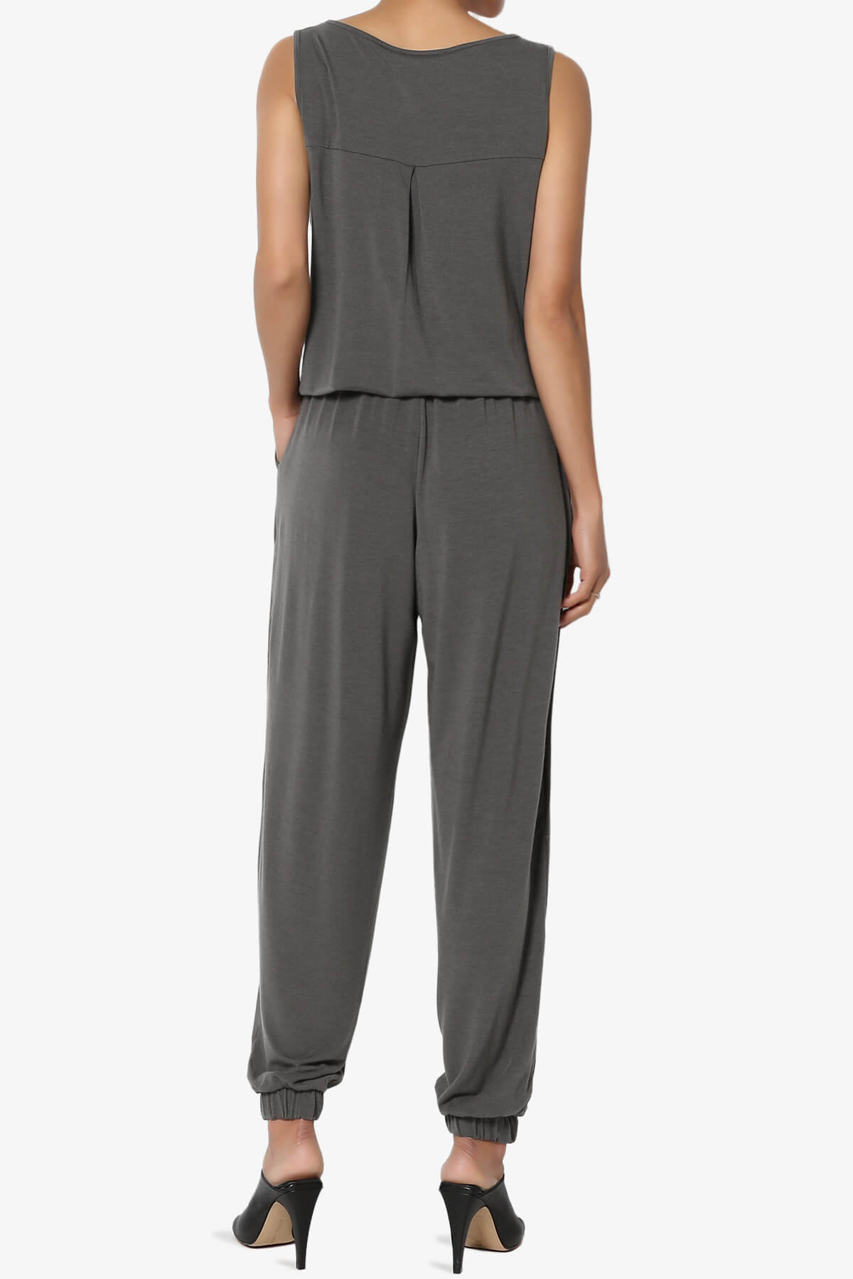Entrada Button Scoop Neck Tank Jogger Jumpsuit ASH GREY_2