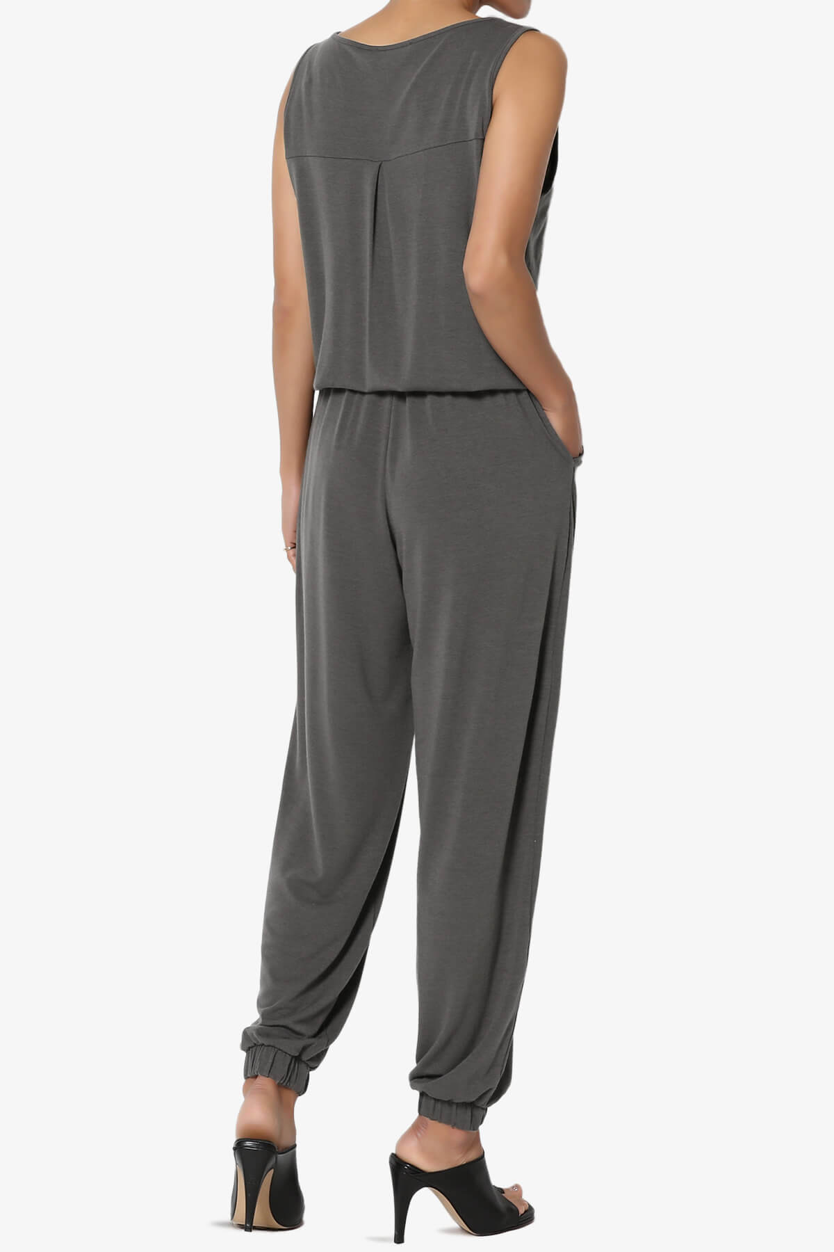 Entrada Button Scoop Neck Tank Jogger Jumpsuit ASH GREY_4