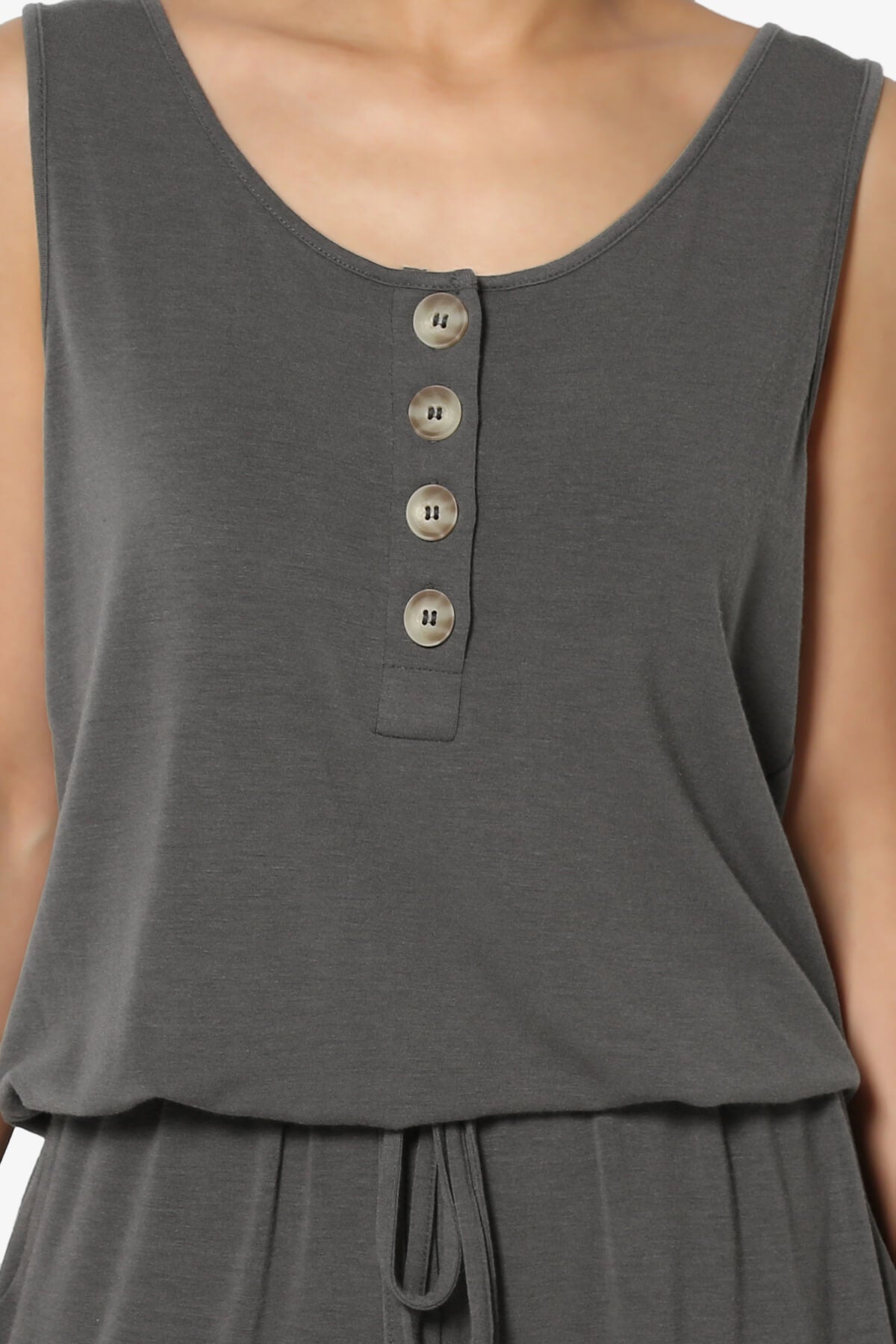 Entrada Button Scoop Neck Tank Jogger Jumpsuit ASH GREY_5