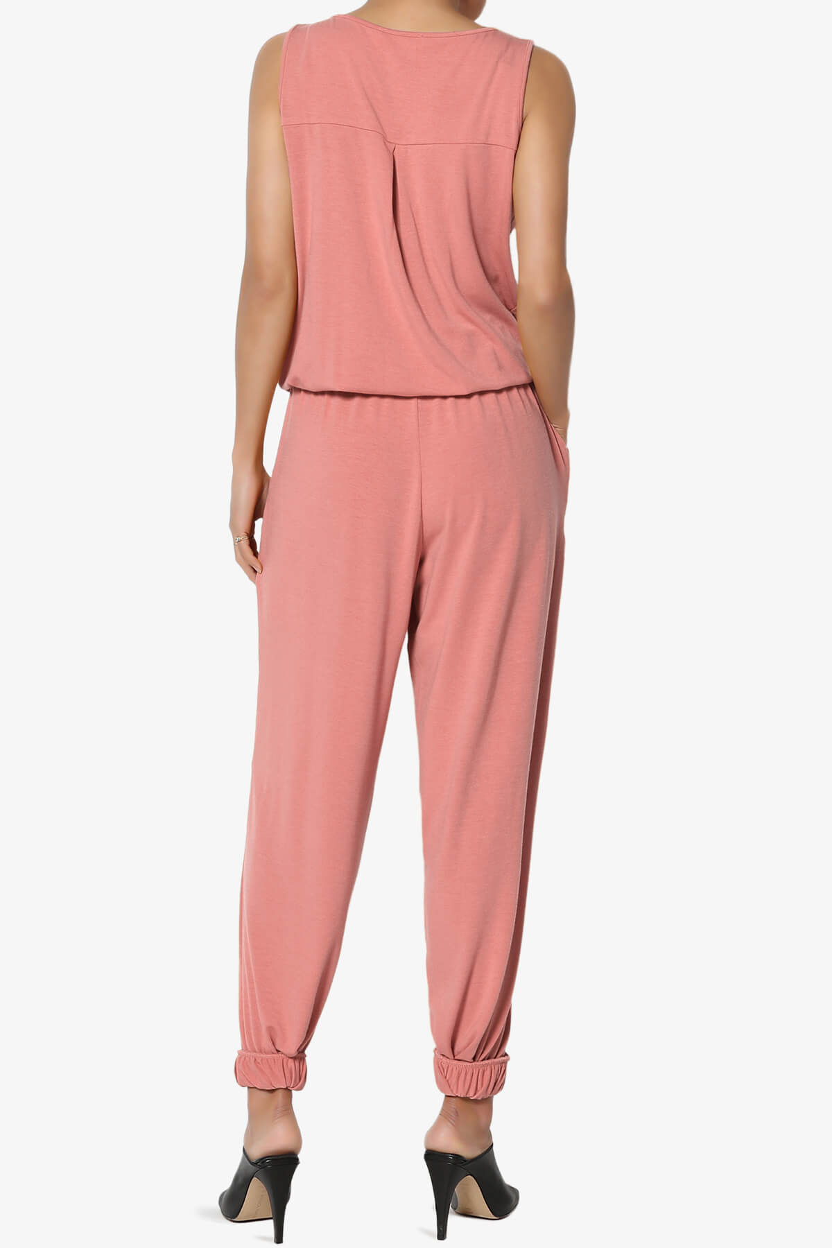 Entrada Button Scoop Neck Tank Jogger Jumpsuit ASH ROSE_2