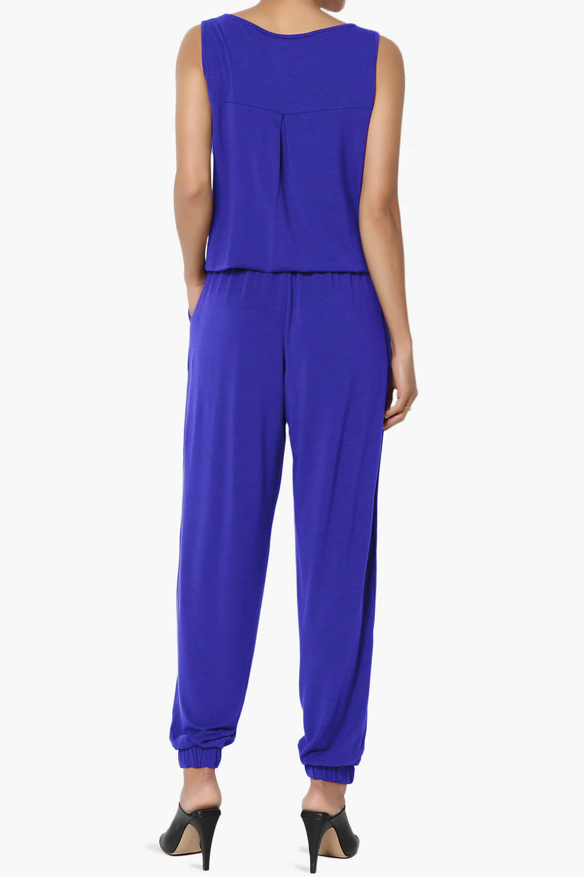 Entrada Button Scoop Neck Tank Jogger Jumpsuit BRIGHT BLUE_2
