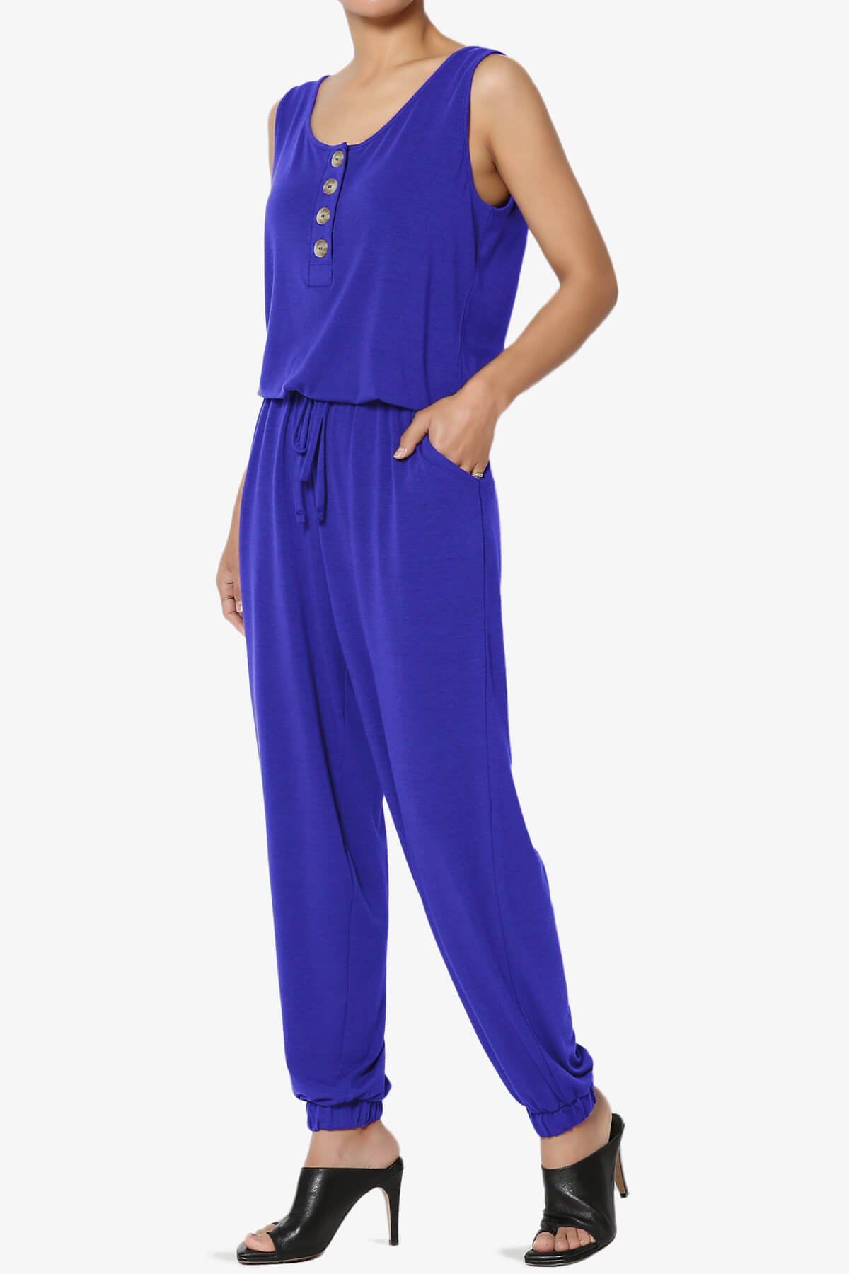 Entrada Button Scoop Neck Tank Jogger Jumpsuit BRIGHT BLUE_3