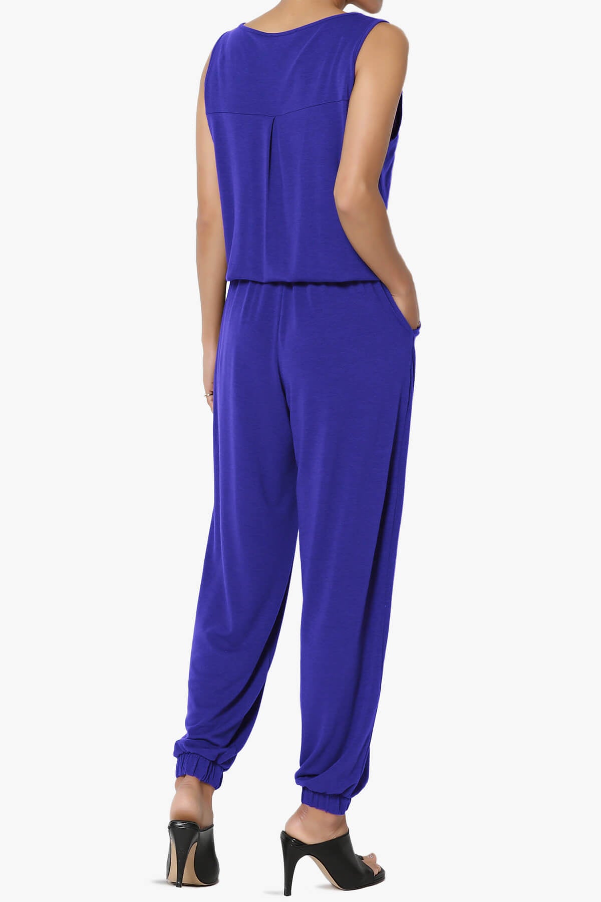 Entrada Button Scoop Neck Tank Jogger Jumpsuit BRIGHT BLUE_4