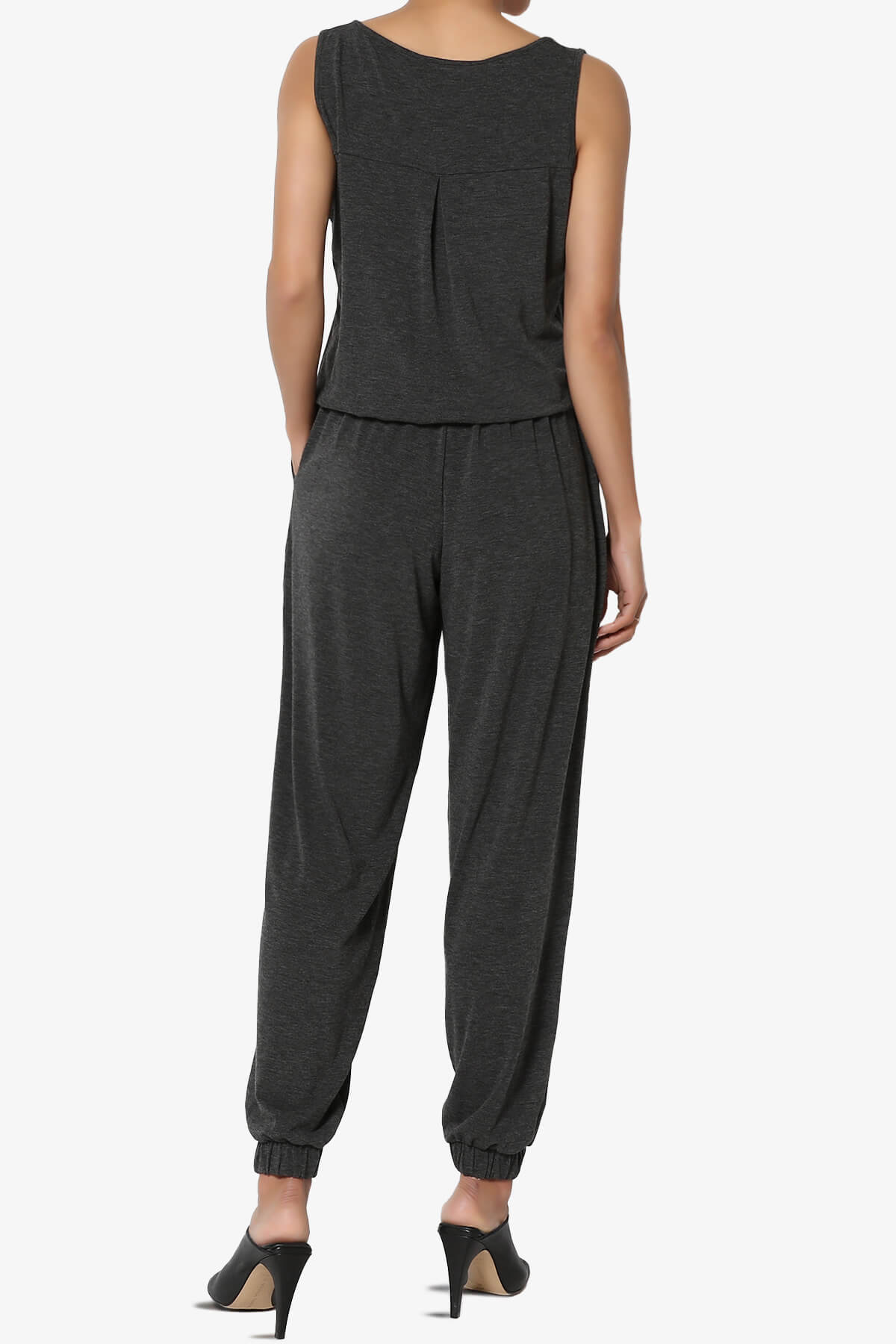 Entrada Button Scoop Neck Tank Jogger Jumpsuit CHARCOAL_2