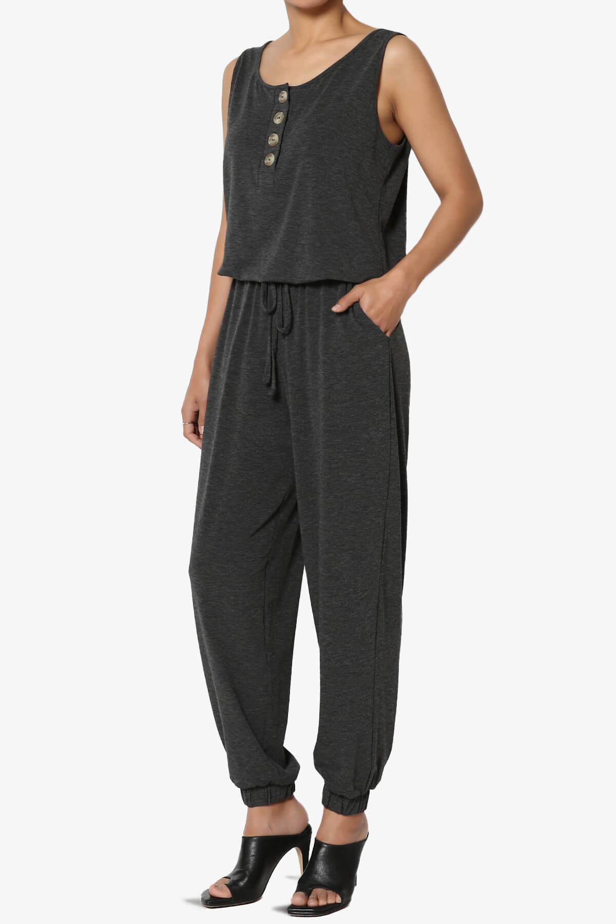 Entrada Button Scoop Neck Tank Jogger Jumpsuit CHARCOAL_3