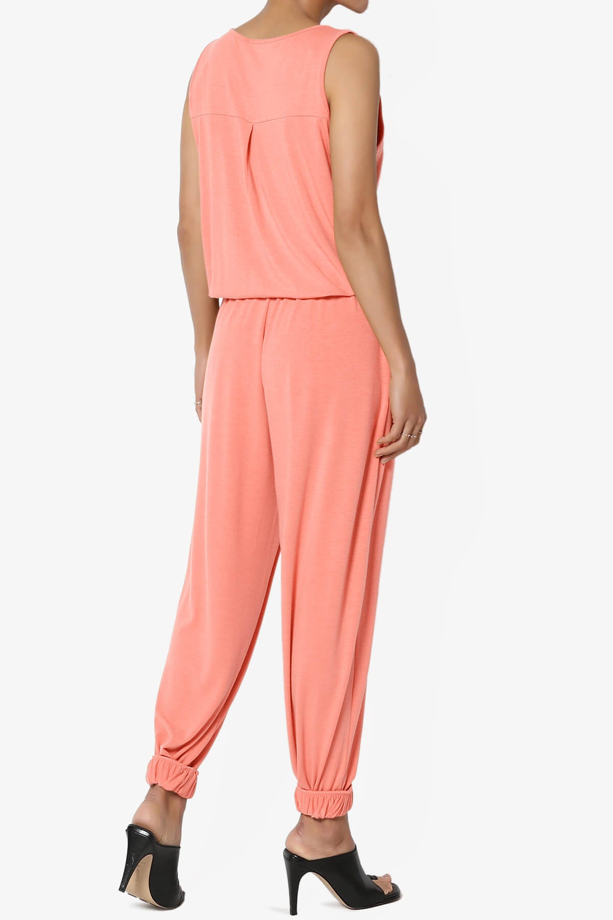 Entrada Button Scoop Neck Tank Jogger Jumpsuit CORAL_4