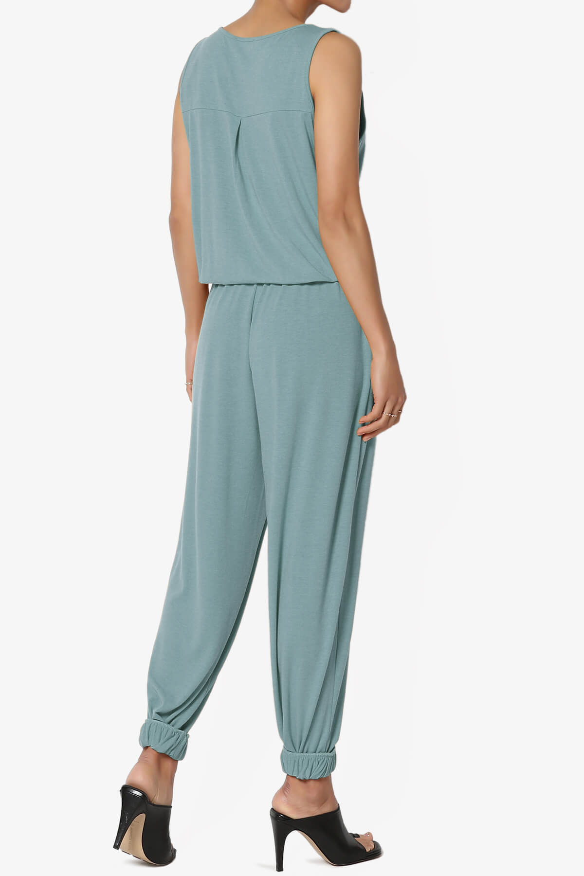 Entrada Button Scoop Neck Tank Jogger Jumpsuit DUSTY BLUE_4