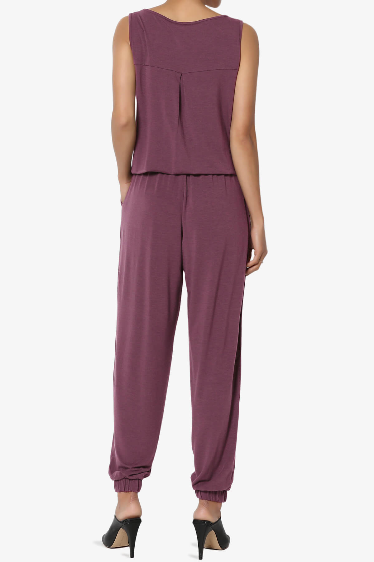 Entrada Button Scoop Neck Tank Jogger Jumpsuit DUSTY PLUM_2