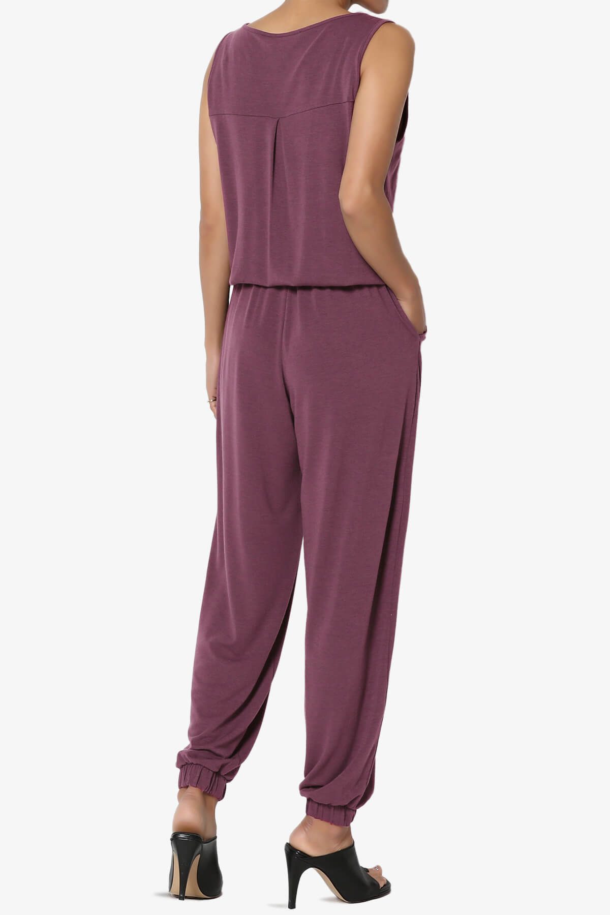 Entrada Button Scoop Neck Tank Jogger Jumpsuit DUSTY PLUM_4