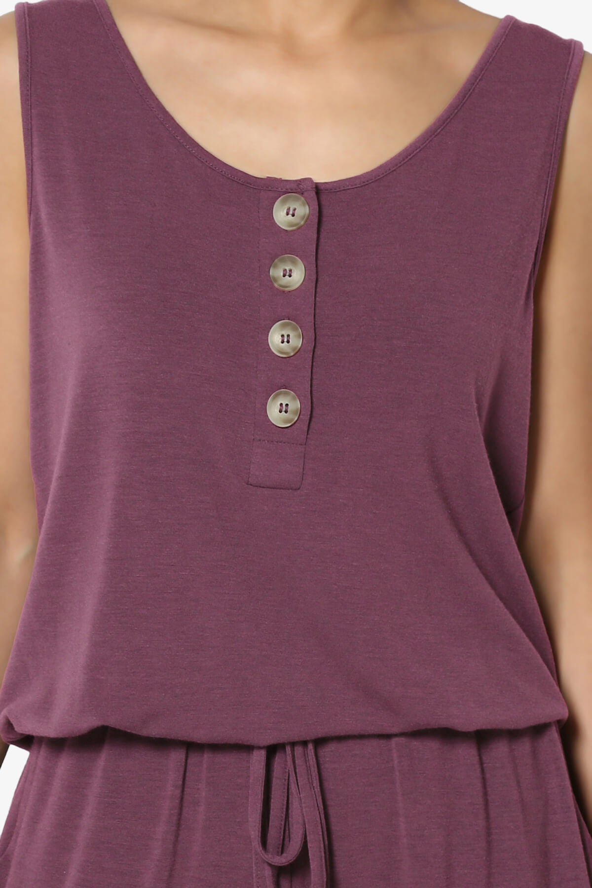 Entrada Button Scoop Neck Tank Jogger Jumpsuit DUSTY PLUM_5
