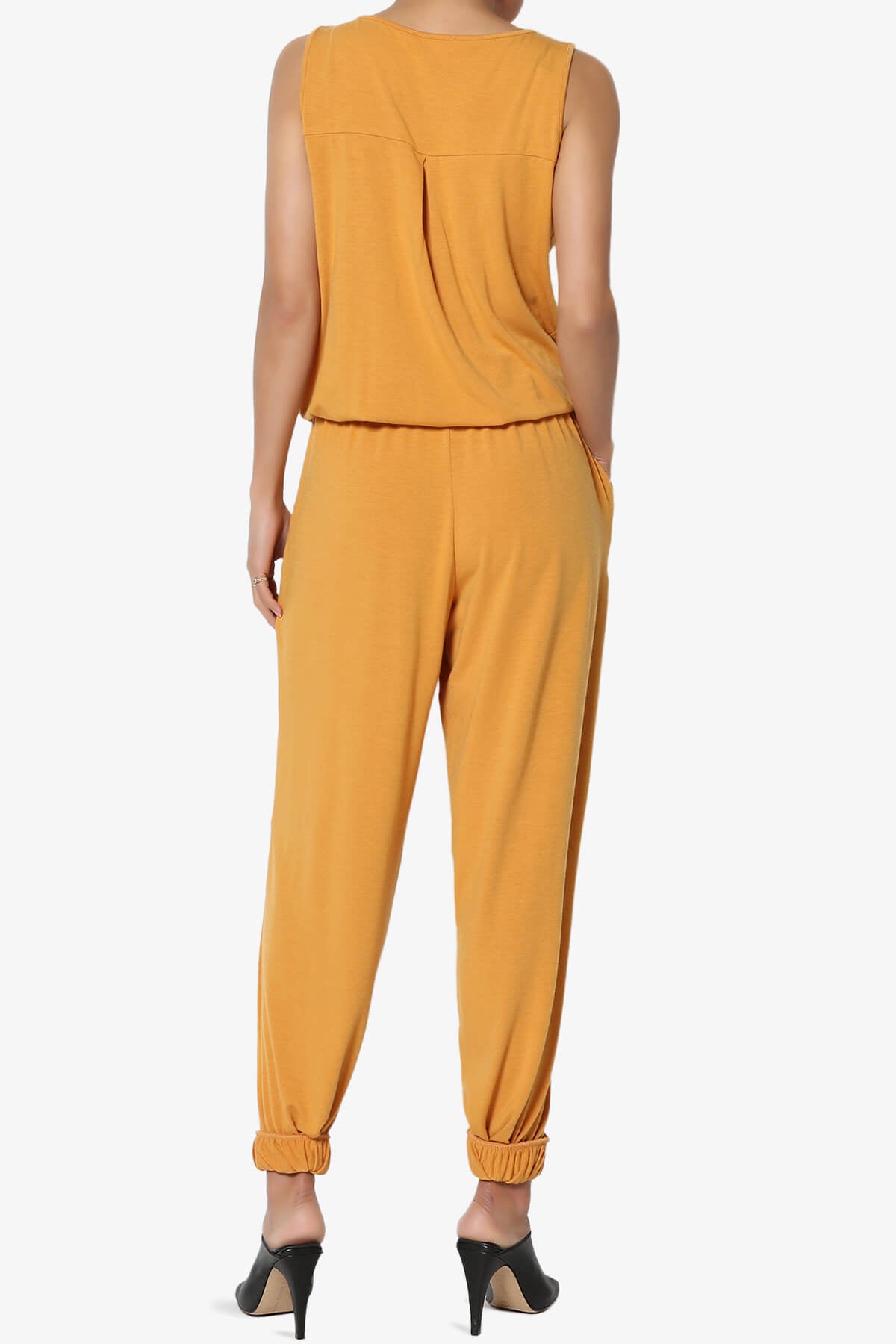 Entrada Button Scoop Neck Tank Jogger Jumpsuit GOLDEN MUSTARD_2