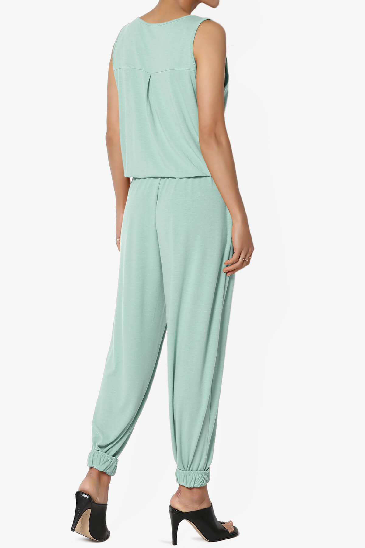 Entrada Button Scoop Neck Tank Jogger Jumpsuit LIGHT GREEN_4