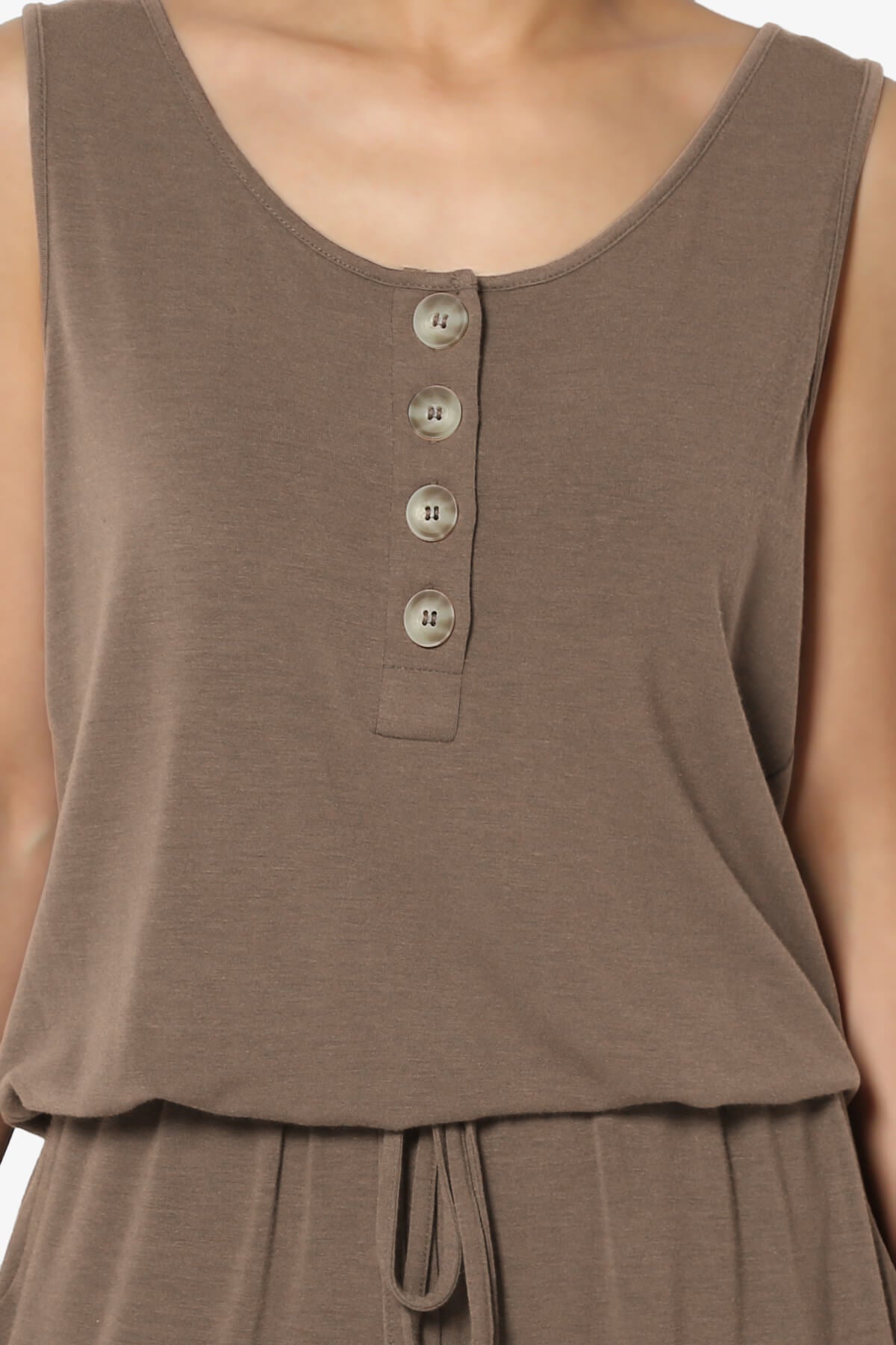 Entrada Button Scoop Neck Tank Jogger Jumpsuit MOCHA_5
