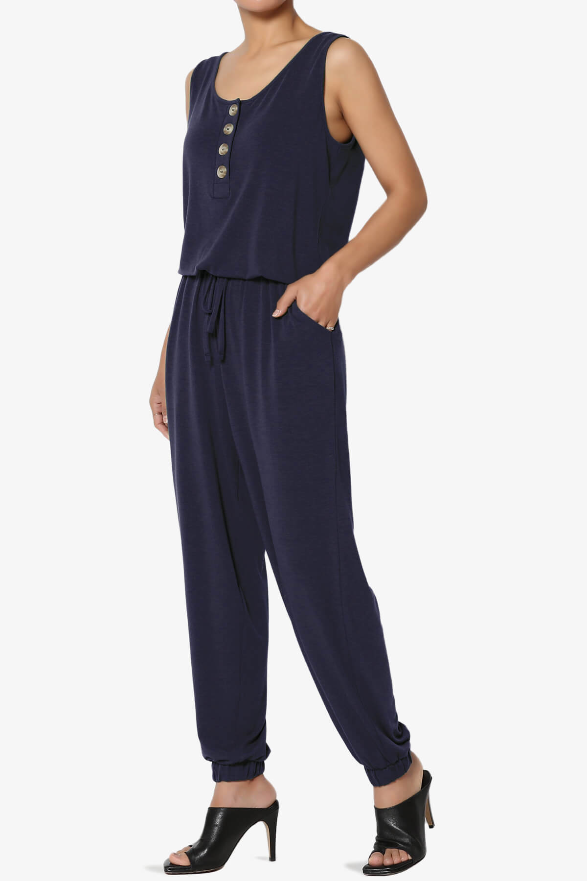 Entrada Button Scoop Neck Tank Jogger Jumpsuit NAVY_3