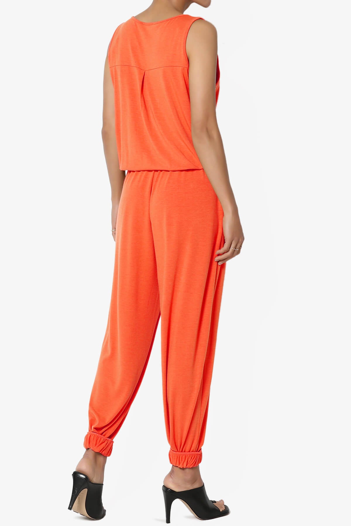 Entrada Button Scoop Neck Tank Jogger Jumpsuit ORANGE_4