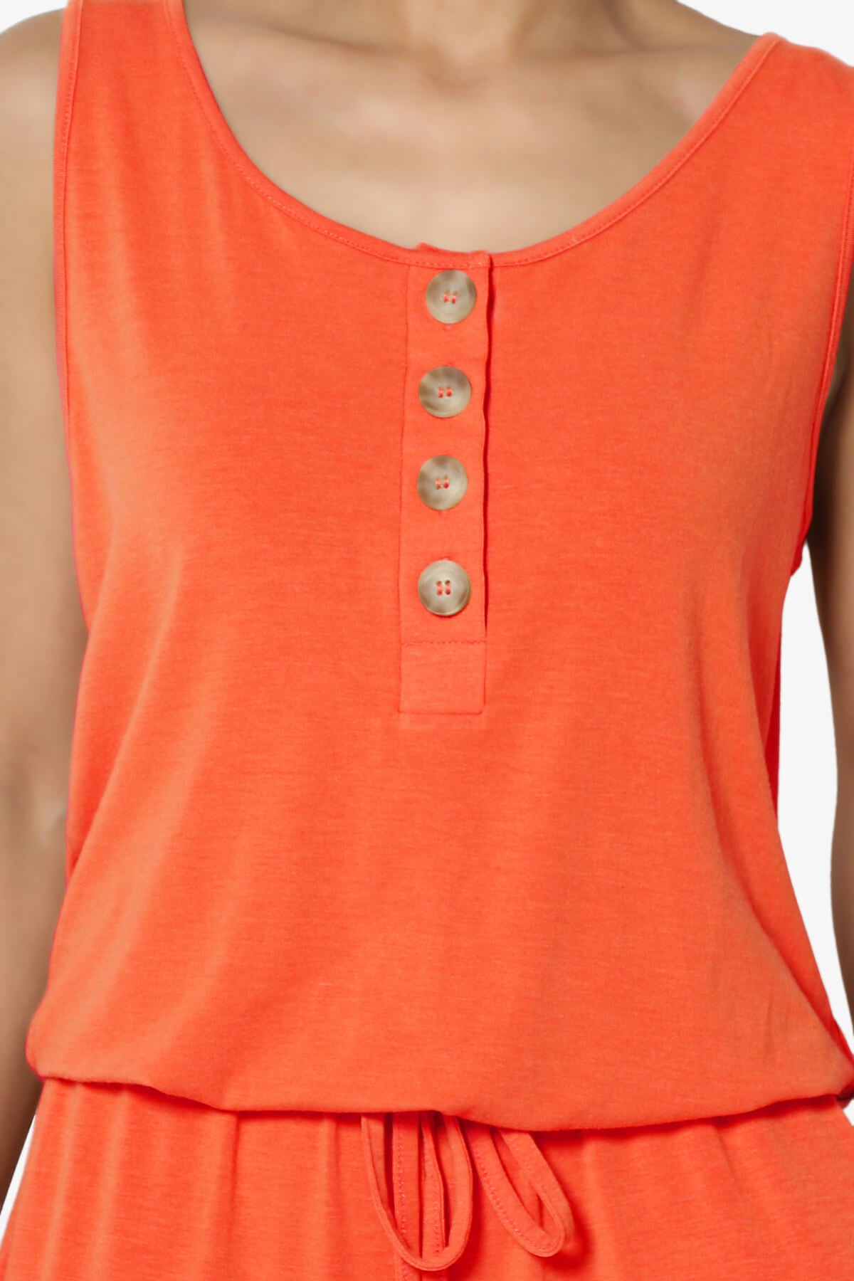 Entrada Button Scoop Neck Tank Jogger Jumpsuit ORANGE_5