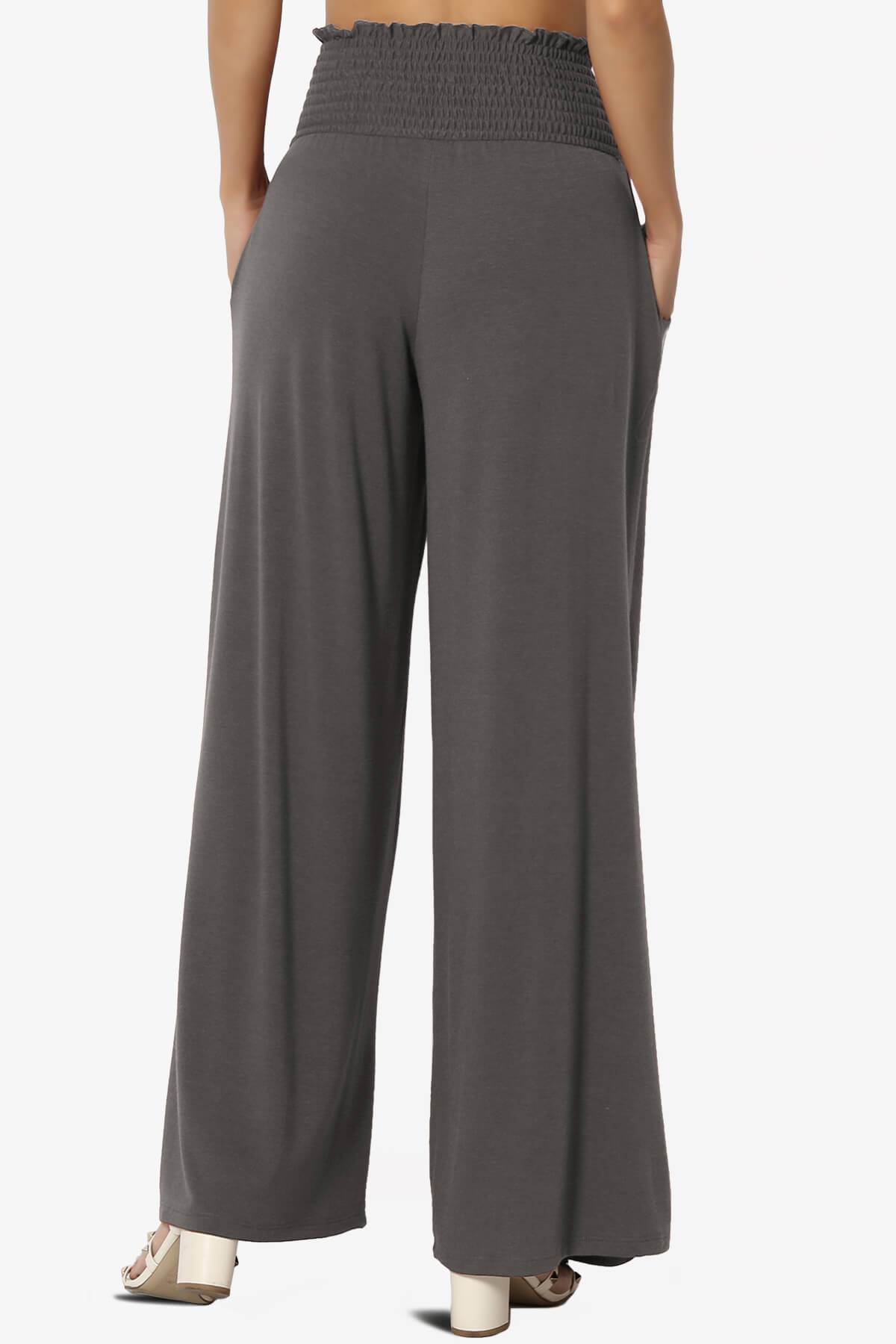 Estella Smocked Waist Lounge Pants ASH GREY_2