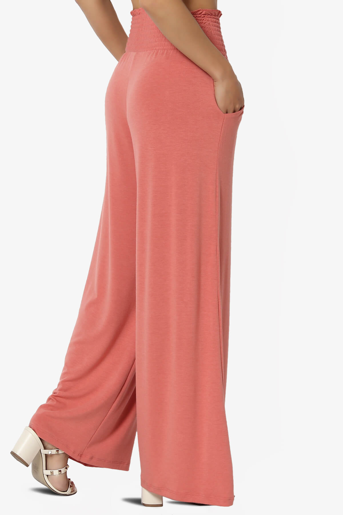 Estella Smocked Waist Lounge Pants ASH ROSE_4